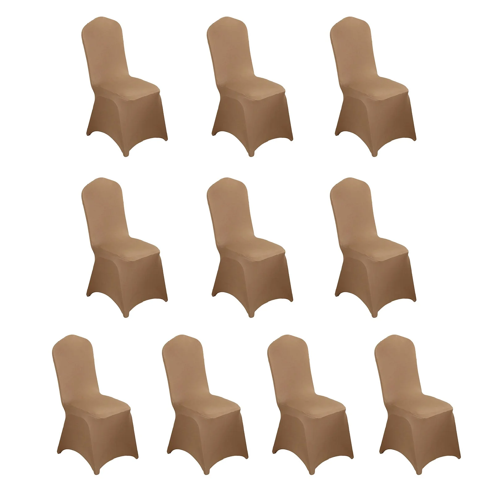 10 Pack Spandex Fitted Banquet Chair Covers Taupe - Reusable Stretch Slip-On Slipcovers - Image 3