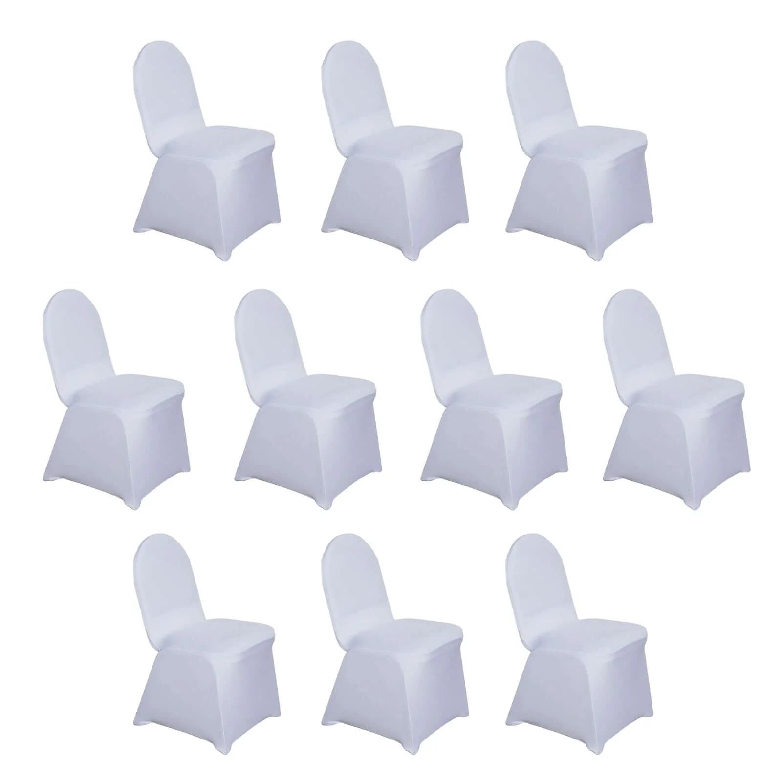 10 Pack Spandex Fitted Banquet Chair Covers White - Reusable Stretch Slip-On Slipcovers for Weddings & Events