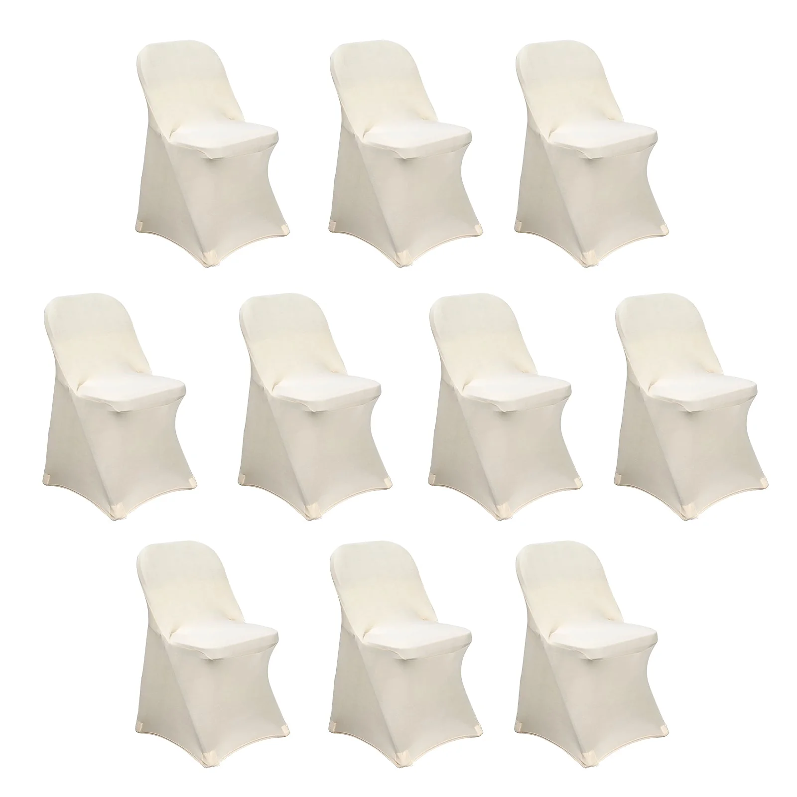 10 Pack Stretch Spandex Folding Chair Covers Beige - 160GSM Superior Durability with a Snug Fit Slipcovers
