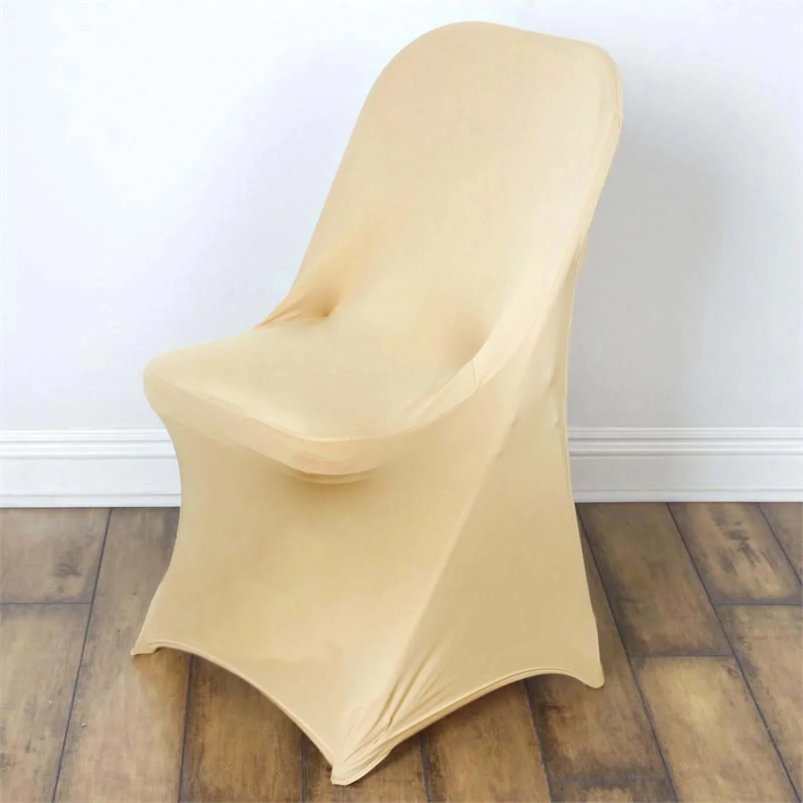10 Pack Stretch Spandex Folding Chair Covers Champagne - 160GSM Superior Durability with a Snug Fit Slipcovers - Image 2