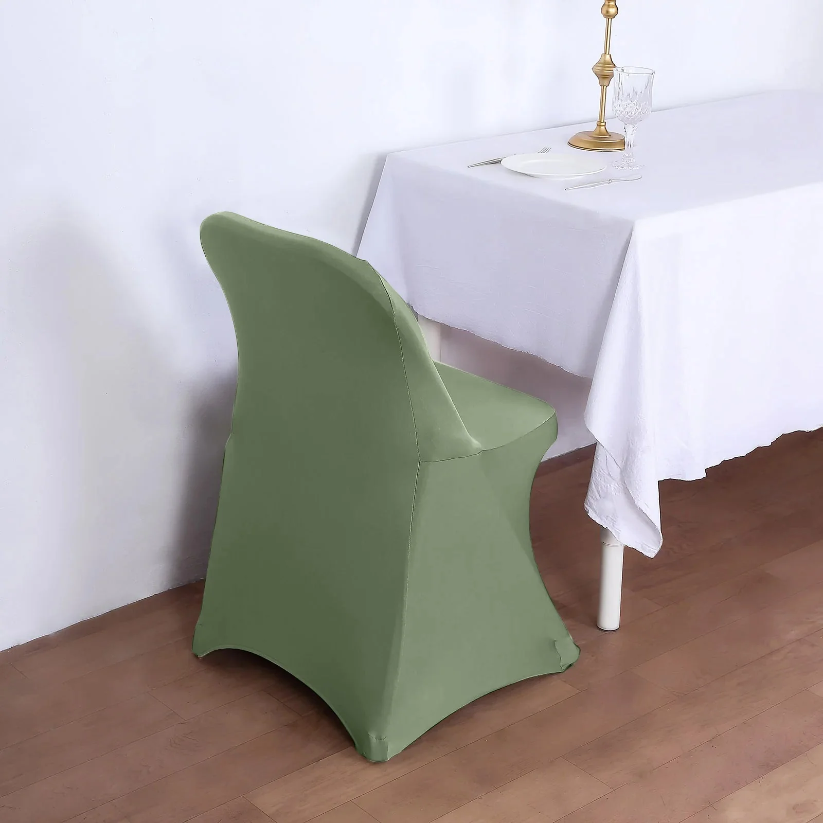 10 Pack Stretch Spandex Folding Chair Covers Dusty Sage Green - 160GSM Superior Durability with a Snug Fit Slipcovers - Image 4