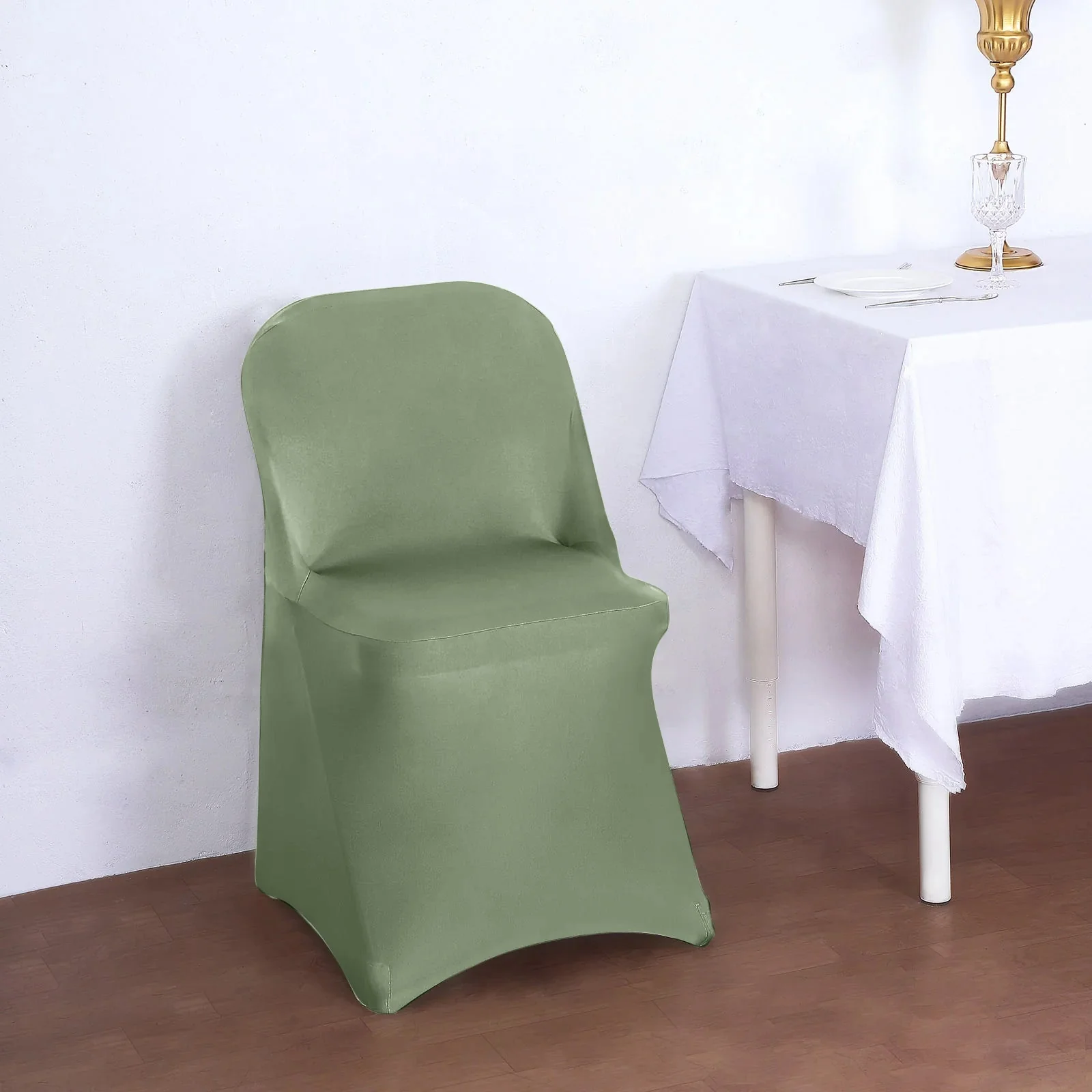 10 Pack Stretch Spandex Folding Chair Covers Dusty Sage Green - 160GSM Superior Durability with a Snug Fit Slipcovers - Image 5