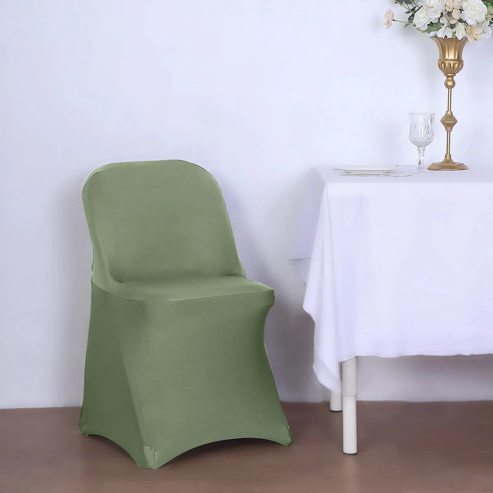 10 Pack Stretch Spandex Folding Chair Covers Dusty Sage Green - 160GSM Superior Durability with a Snug Fit Slipcovers - Image 6