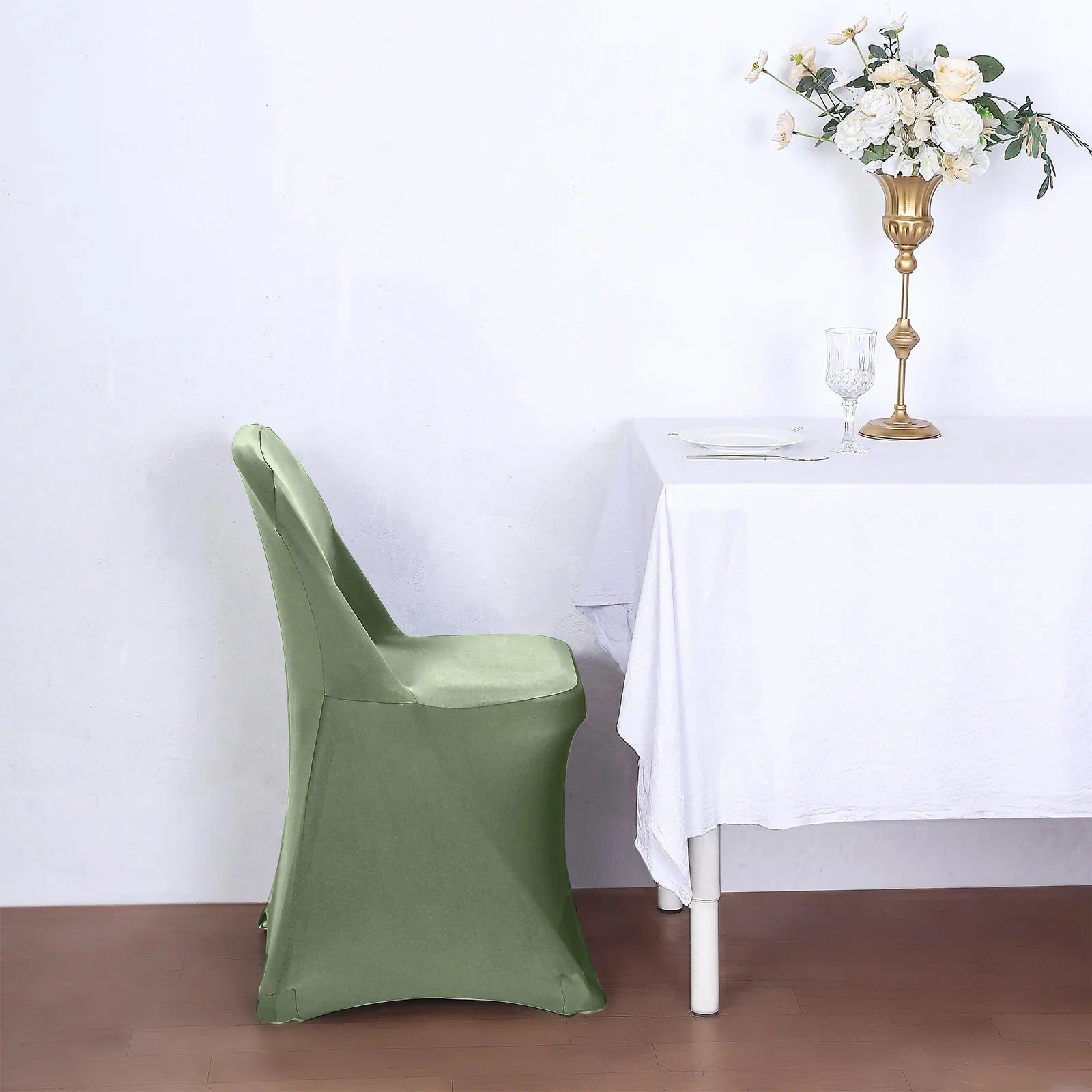 10 Pack Stretch Spandex Folding Chair Covers Dusty Sage Green - 160GSM Superior Durability with a Snug Fit Slipcovers - Image 7