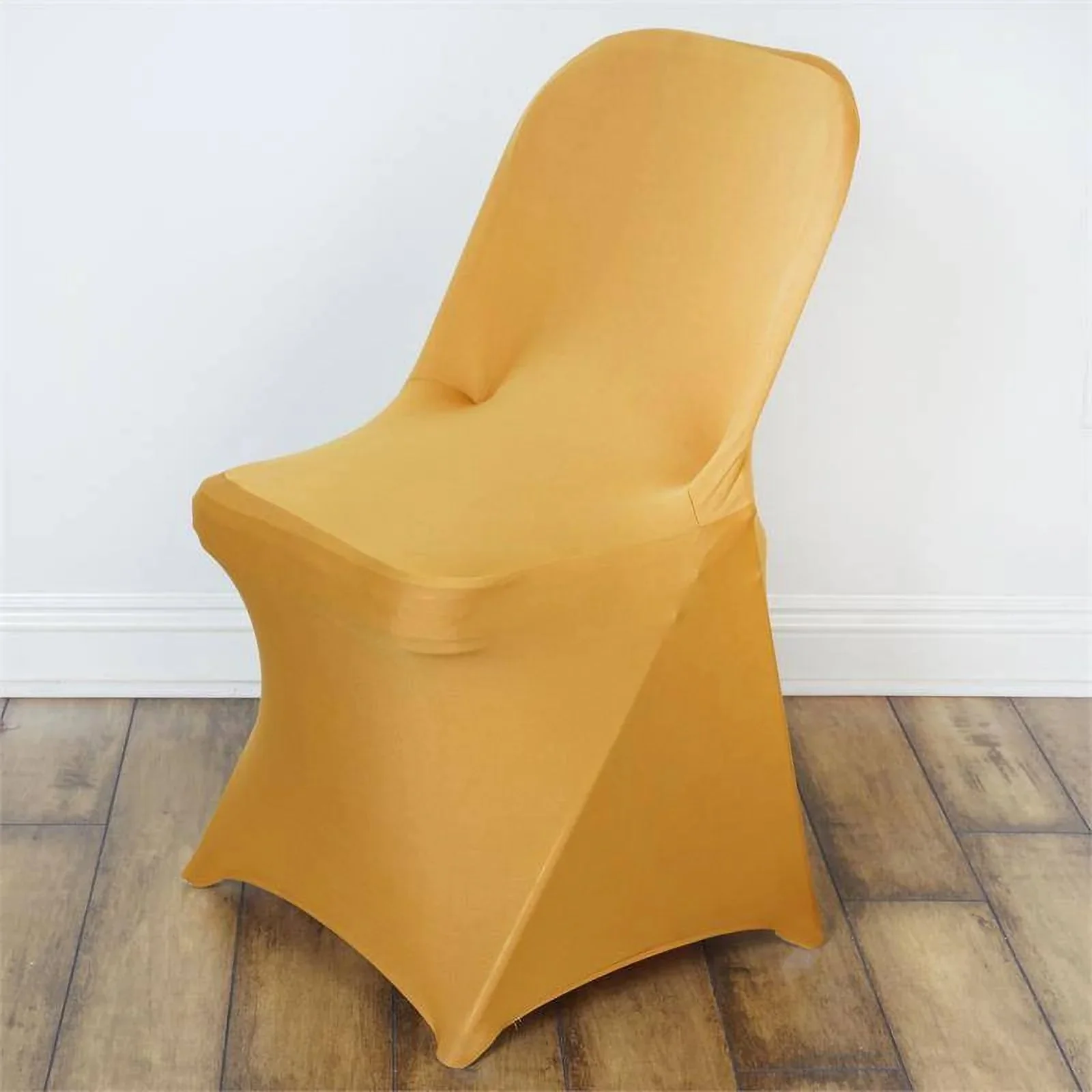 10 Pack Stretch Spandex Folding Chair Covers Gold - 160GSM Superior Durability with a Snug & Stylish Fit Slipcovers - Image 2