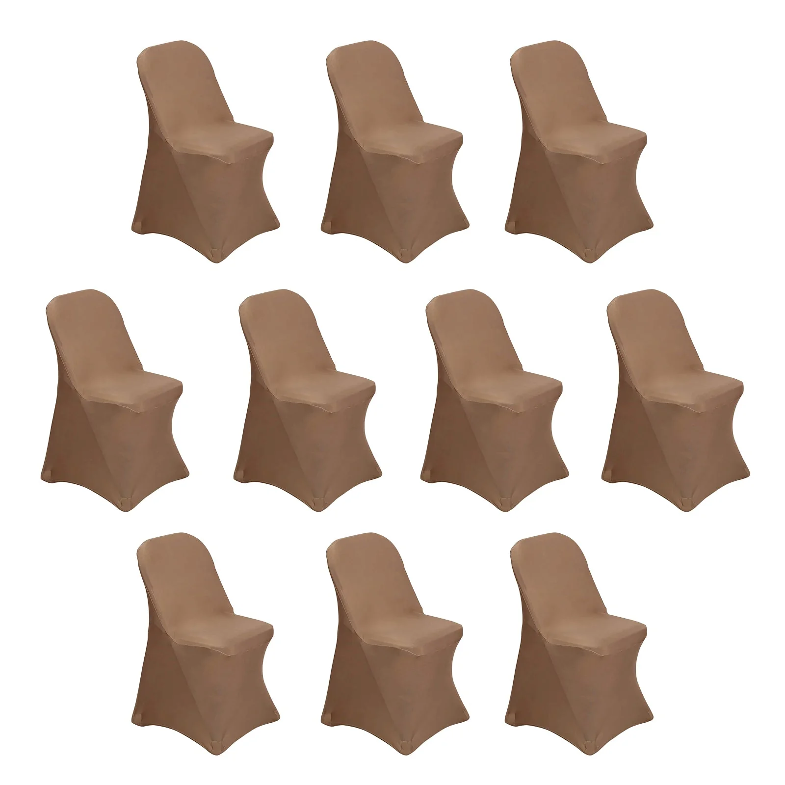 10 Pack Stretch Spandex Folding Chair Covers Taupe - 160GSM Superior Durability with a Snug Fit Slipcovers
