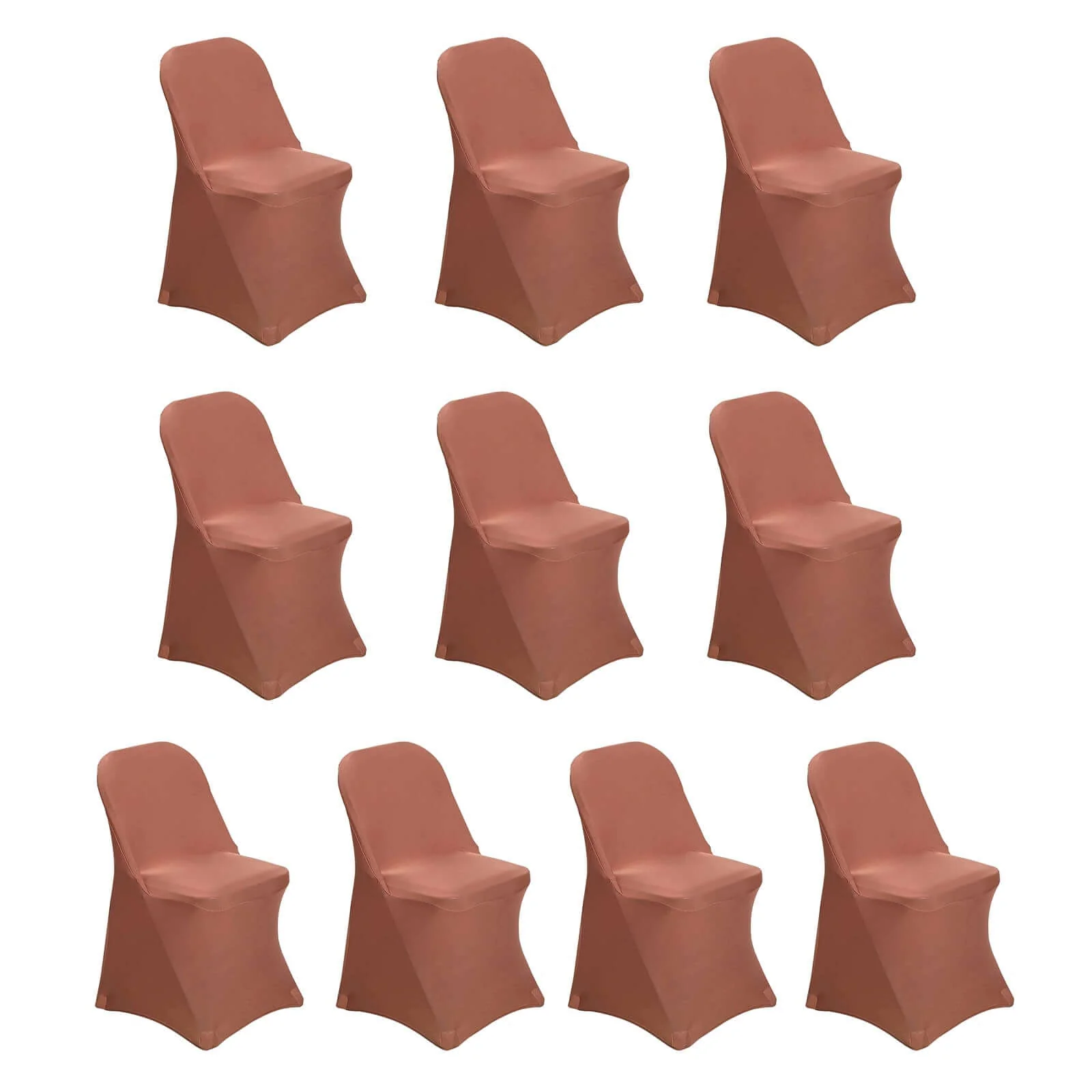 10 Pack Stretch Spandex Folding Chair Covers Terracotta (Rust) - 160GSM Superior Durability with a Snug Fit Slipcovers - Image 3