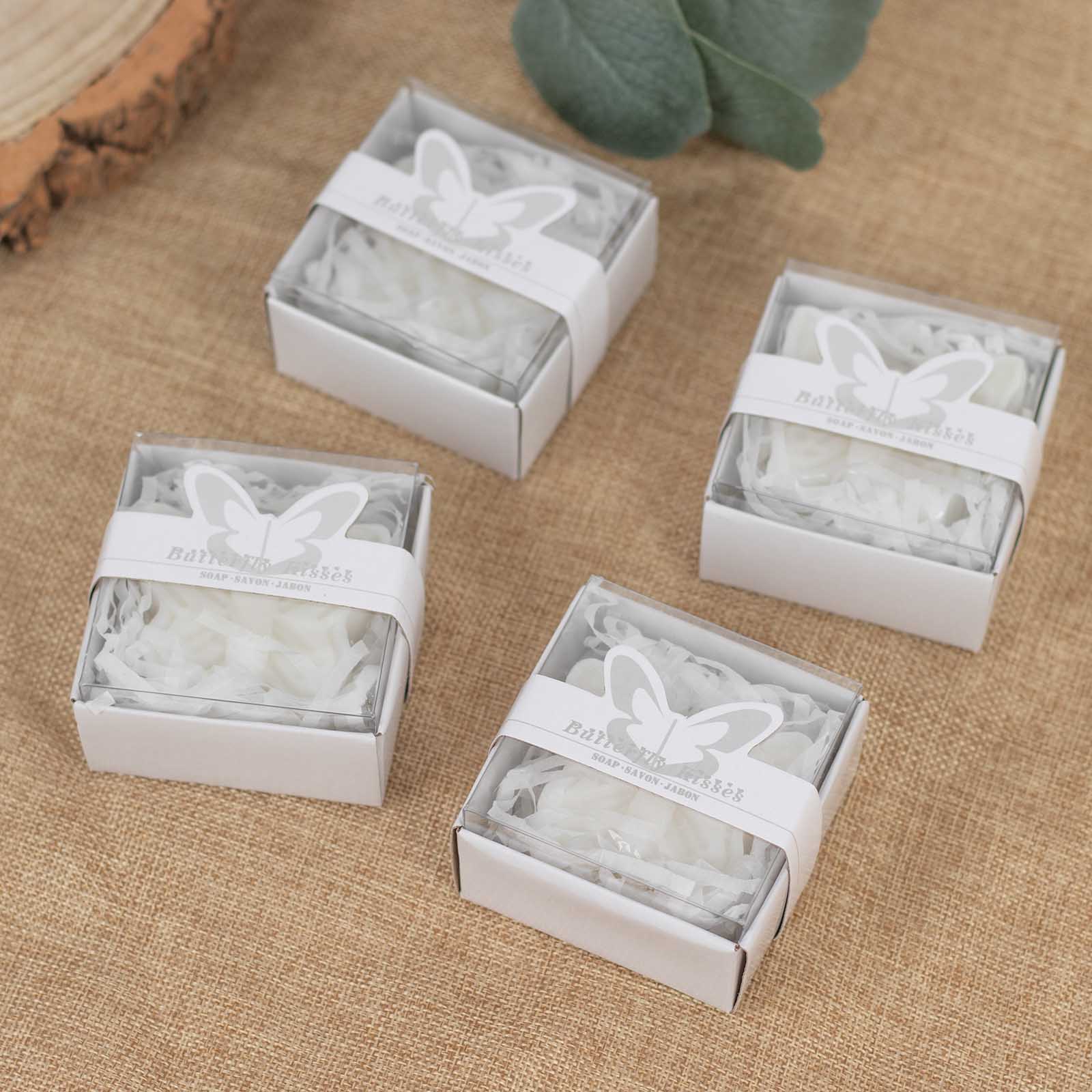 10 Pack White Butterfly Unscented Soap Party Favors with Gift Boxes, Pre-Packed Baby Shower Wedding Souvenirs - 2" - Image 5