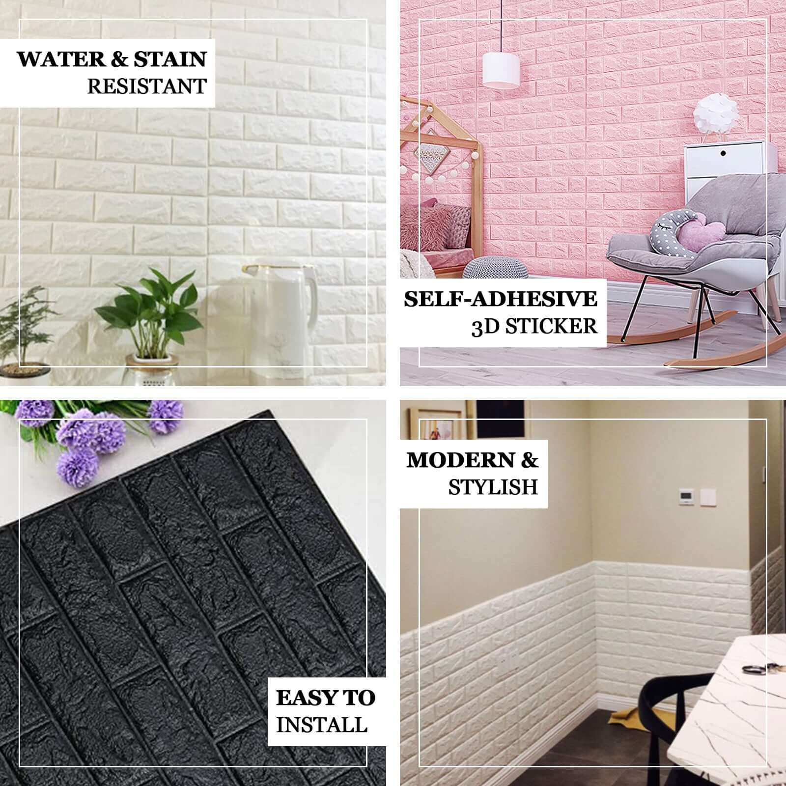 10 Pack White Foam Brick Peel And Stick 3D Wall Tile Panels Covers 58sq.ft - Image 4