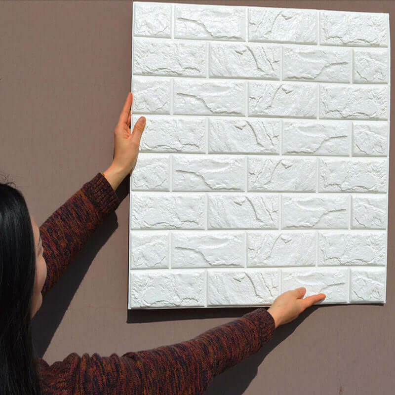 10 Pack White Foam Brick Peel And Stick 3D Wall Tile Panels Covers 58sq.ft - Image 7