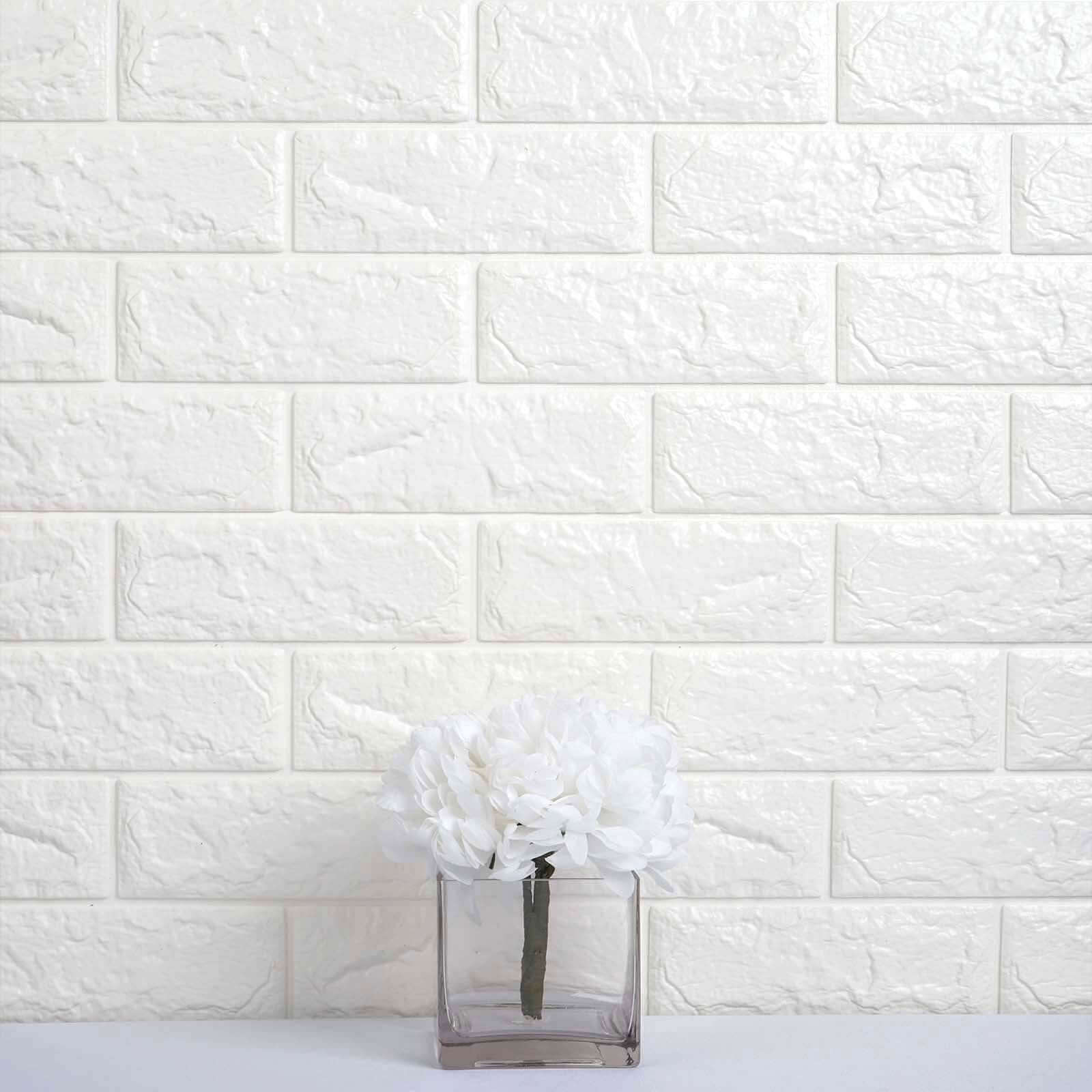 10 Pack White Foam Brick Peel And Stick 3D Wall Tile Panels Covers 58sq.ft - Image 8