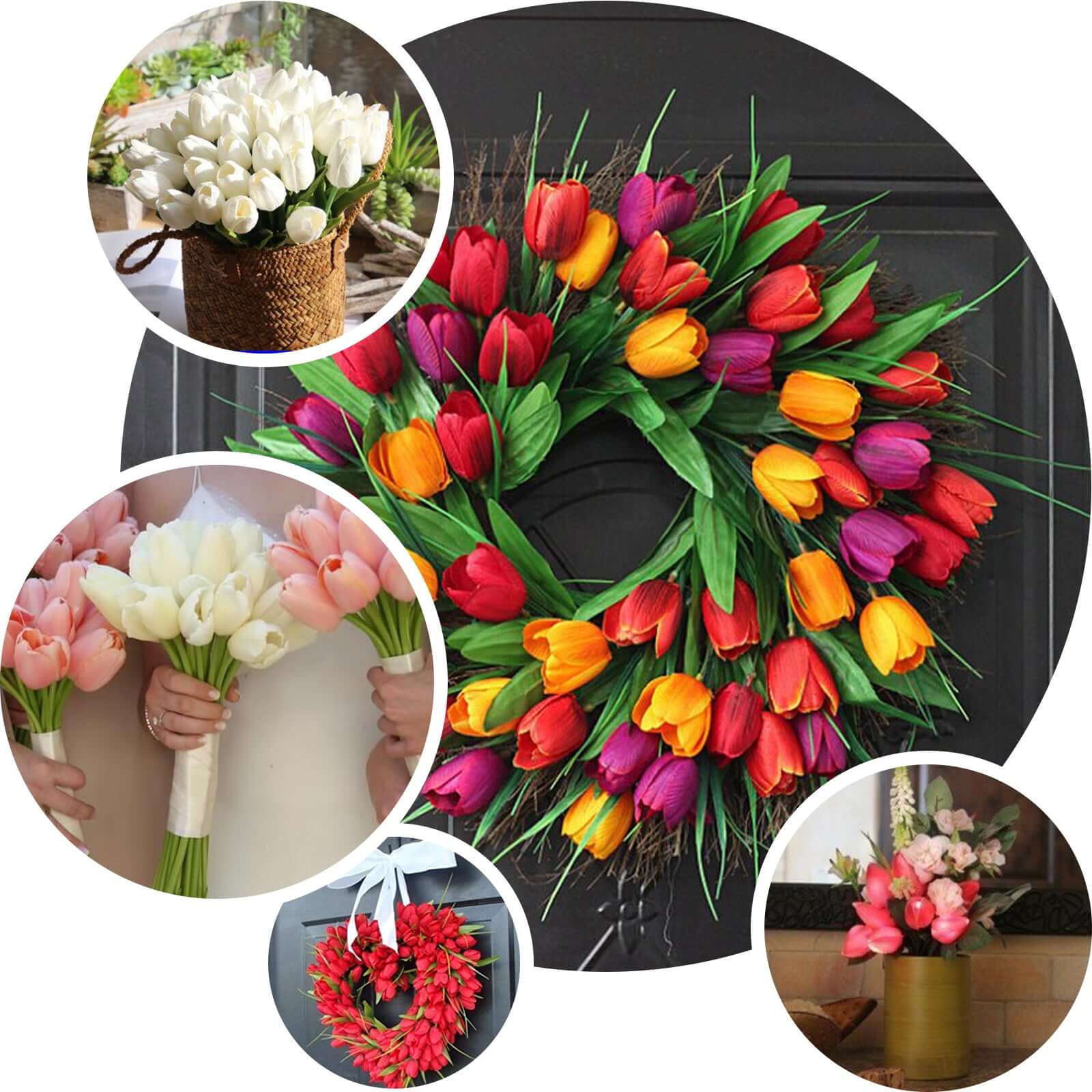 10 Stems White Real Touch Artificial Foam Tulip Flower Bouquets 13" - Image 5