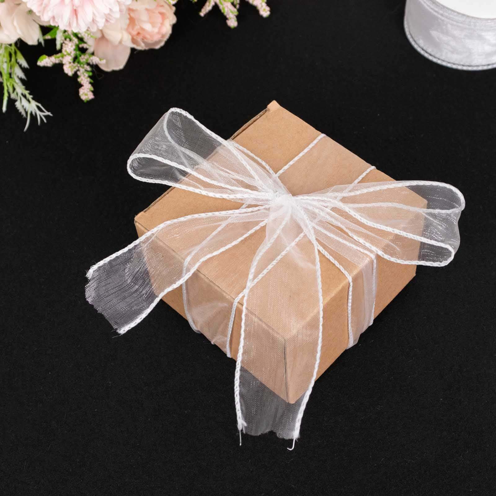 White Sheer Organza Wired Edge Ribbon 10 Yards 1.5" - Image 10