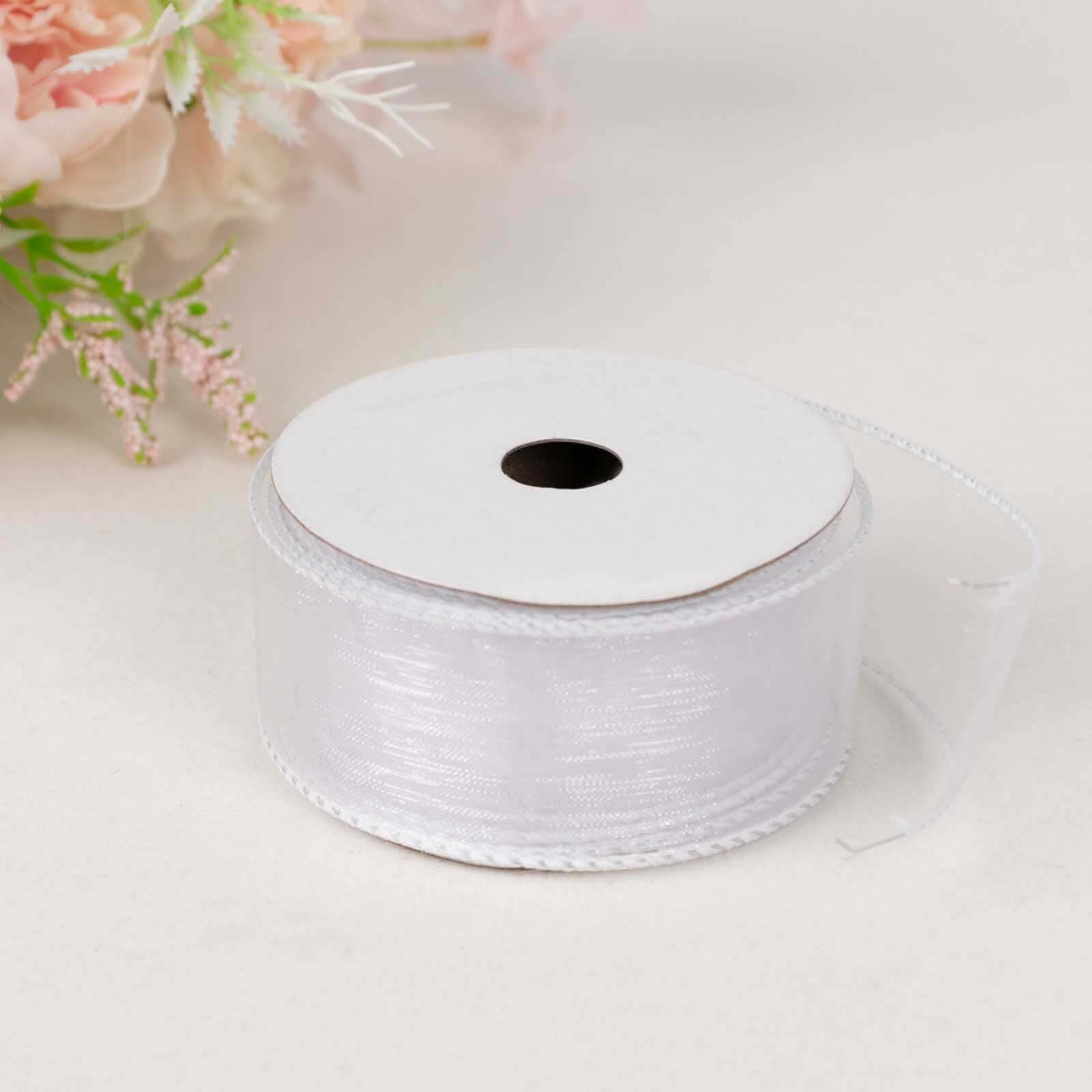 White Sheer Organza Wired Edge Ribbon 10 Yards 1.5" - Image 9