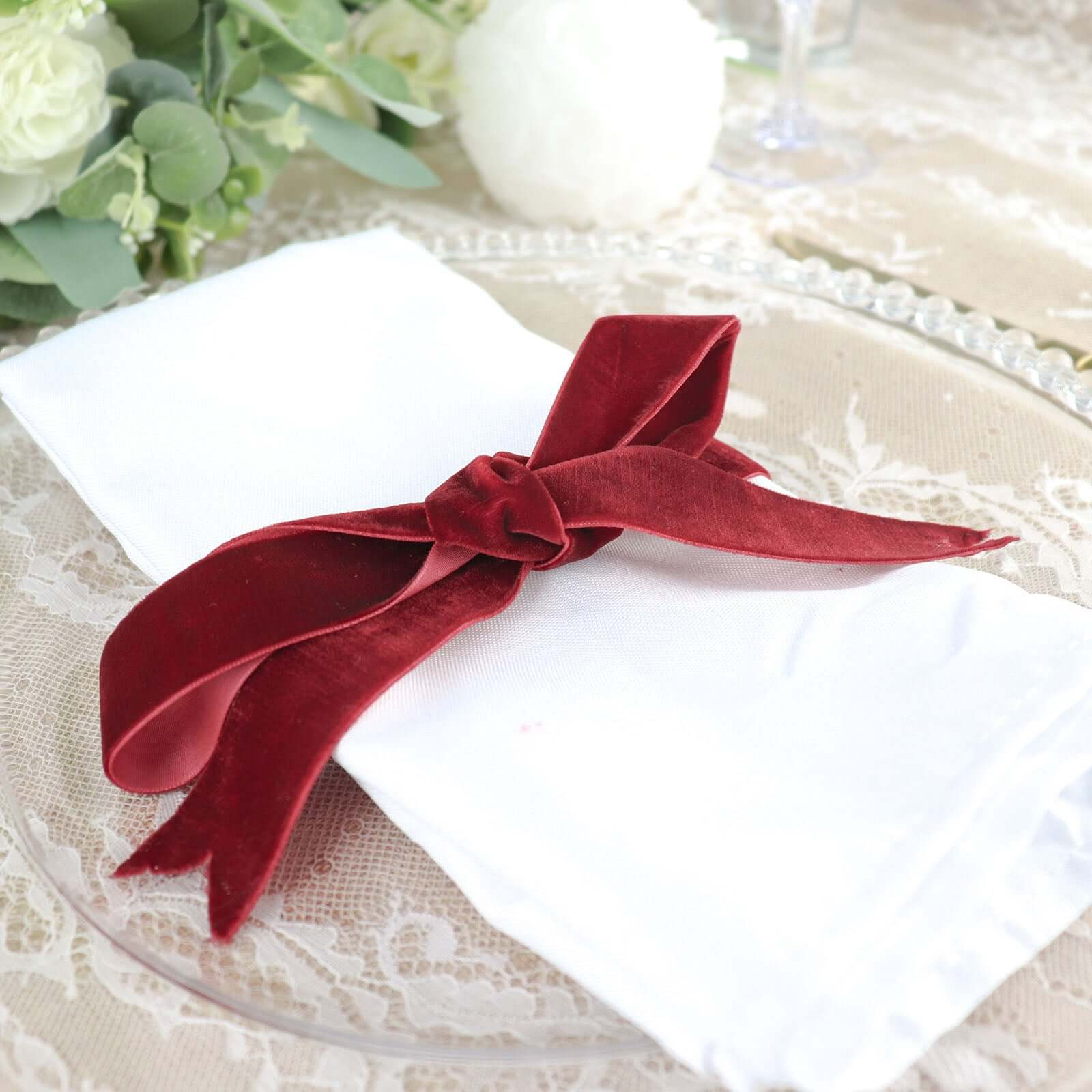 Burgundy Velvet Single Faced Ribbon Spool, DIY Craft Supplies, Velvet and Nylon Ribbon Roll 10 Yards 1"