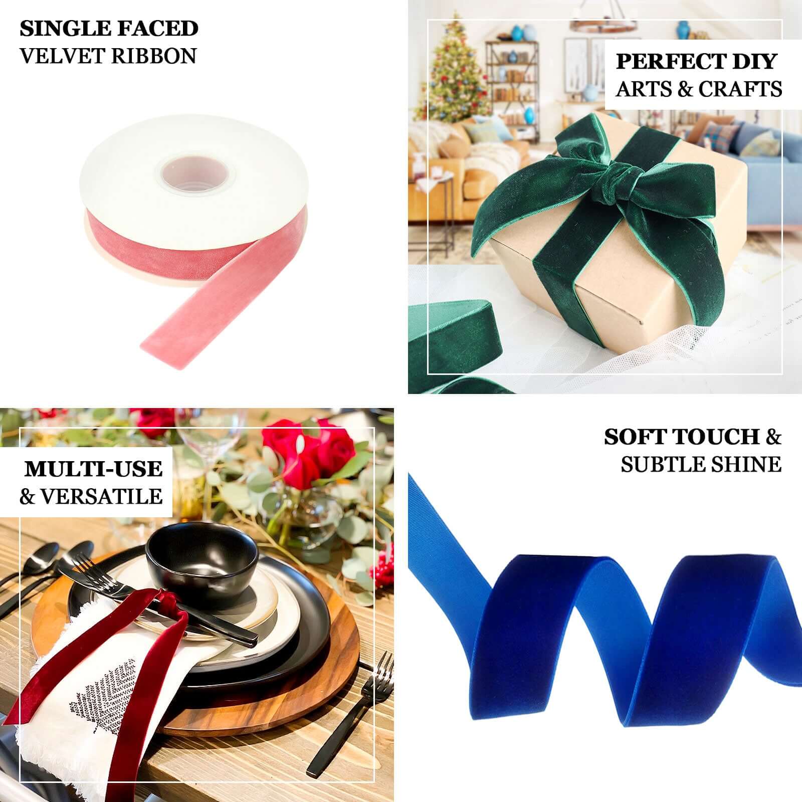Burgundy Velvet Single Faced Ribbon Spool, DIY Craft Supplies, Velvet and Nylon Ribbon Roll 10 Yards 1" - Image 3