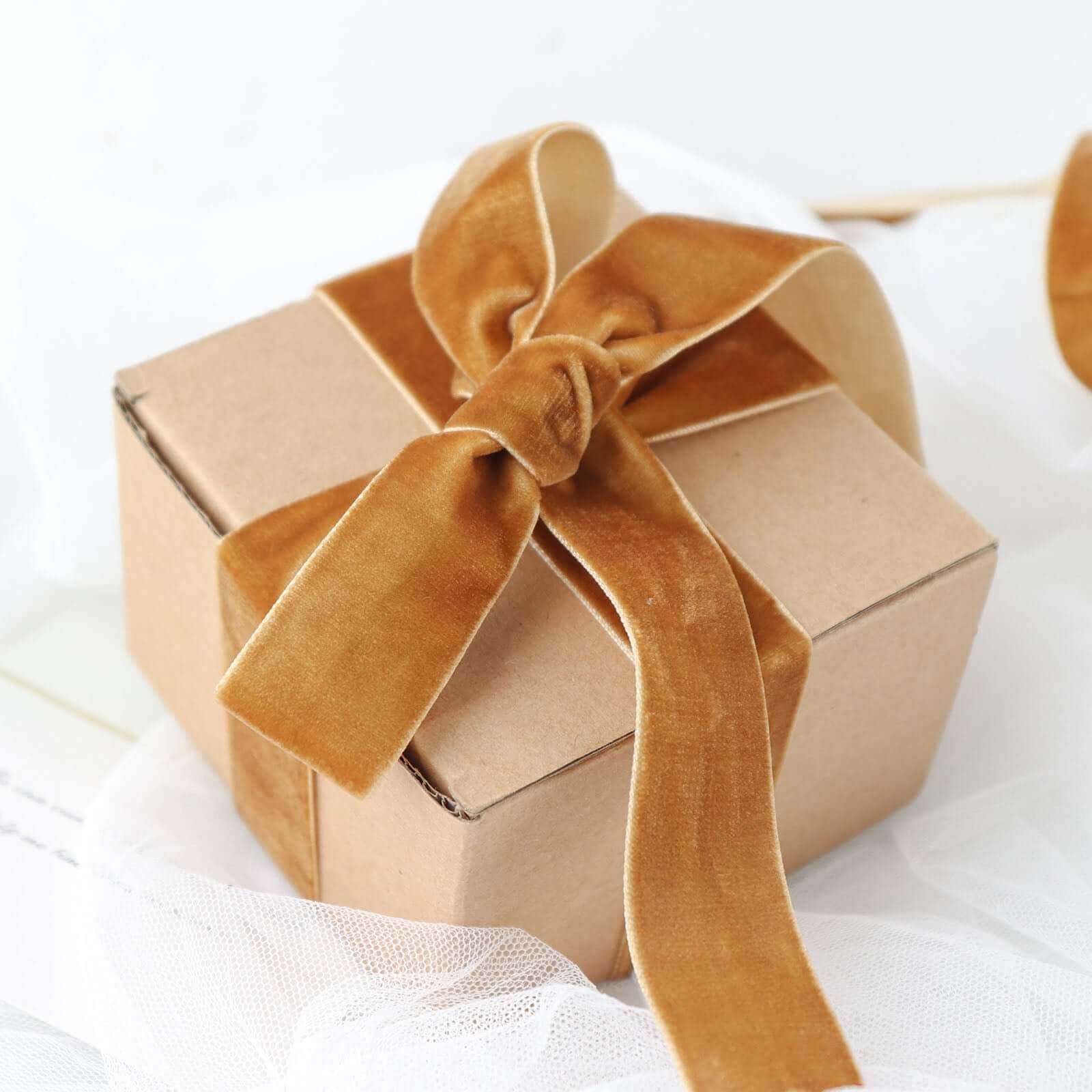 Gold Velvet Single Faced Ribbon Spool, DIY Craft Supplies, Velvet and Nylon Ribbon Roll 10 Yards 1"