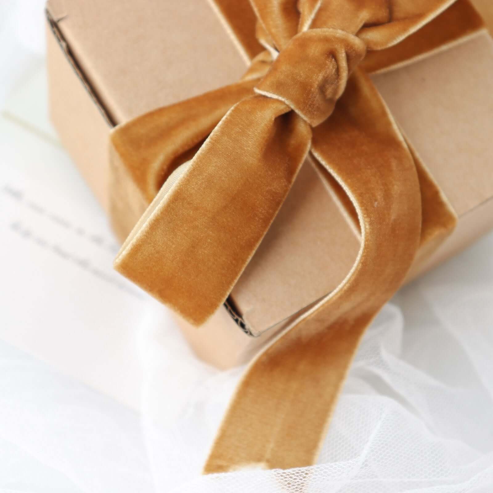 Gold Velvet Single Faced Ribbon Spool, DIY Craft Supplies, Velvet and Nylon Ribbon Roll 10 Yards 1" - Image 6