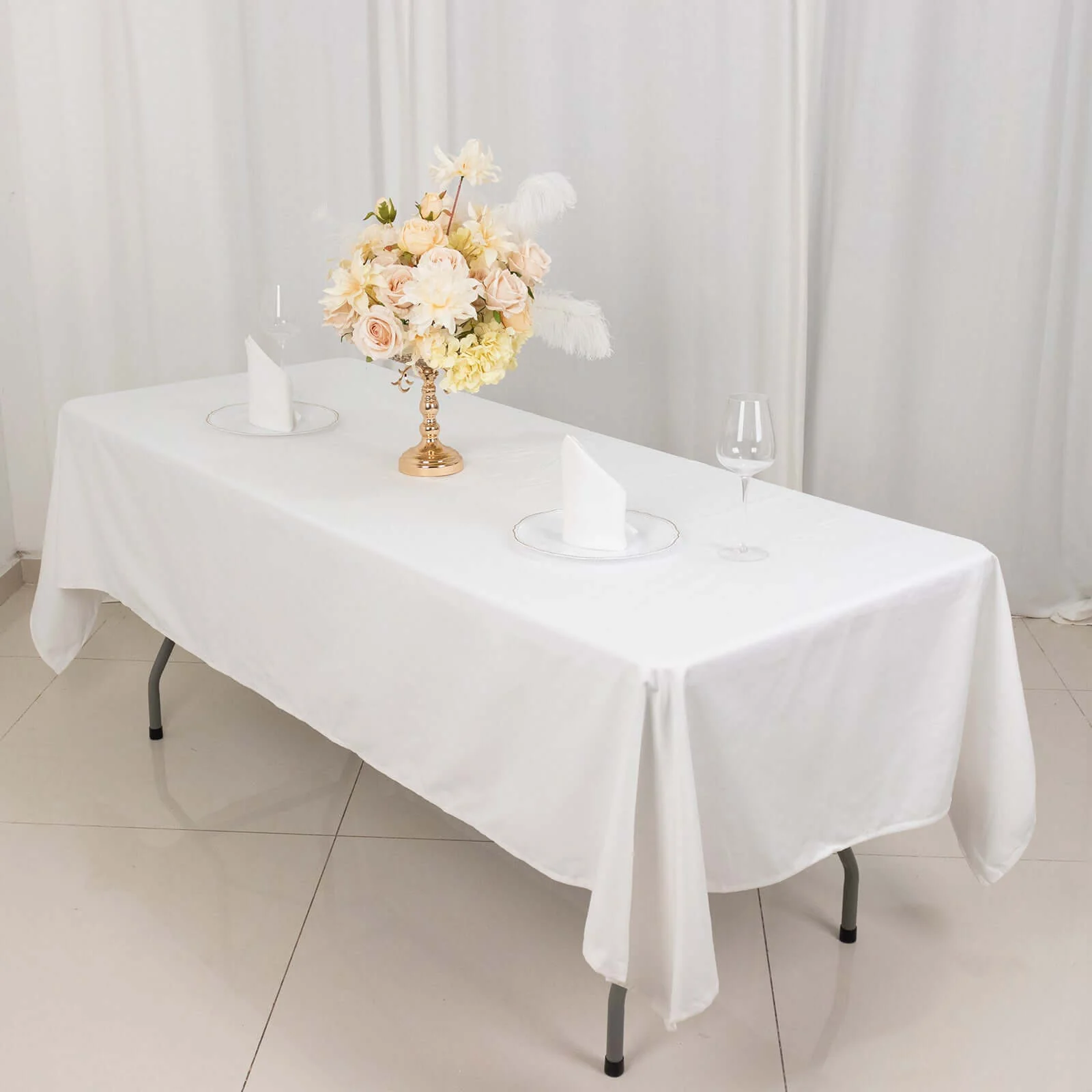 100% Cotton Rectangle Tablecloth 60"x102" White Linen - Soft & Breathable Table Cover - Image 3