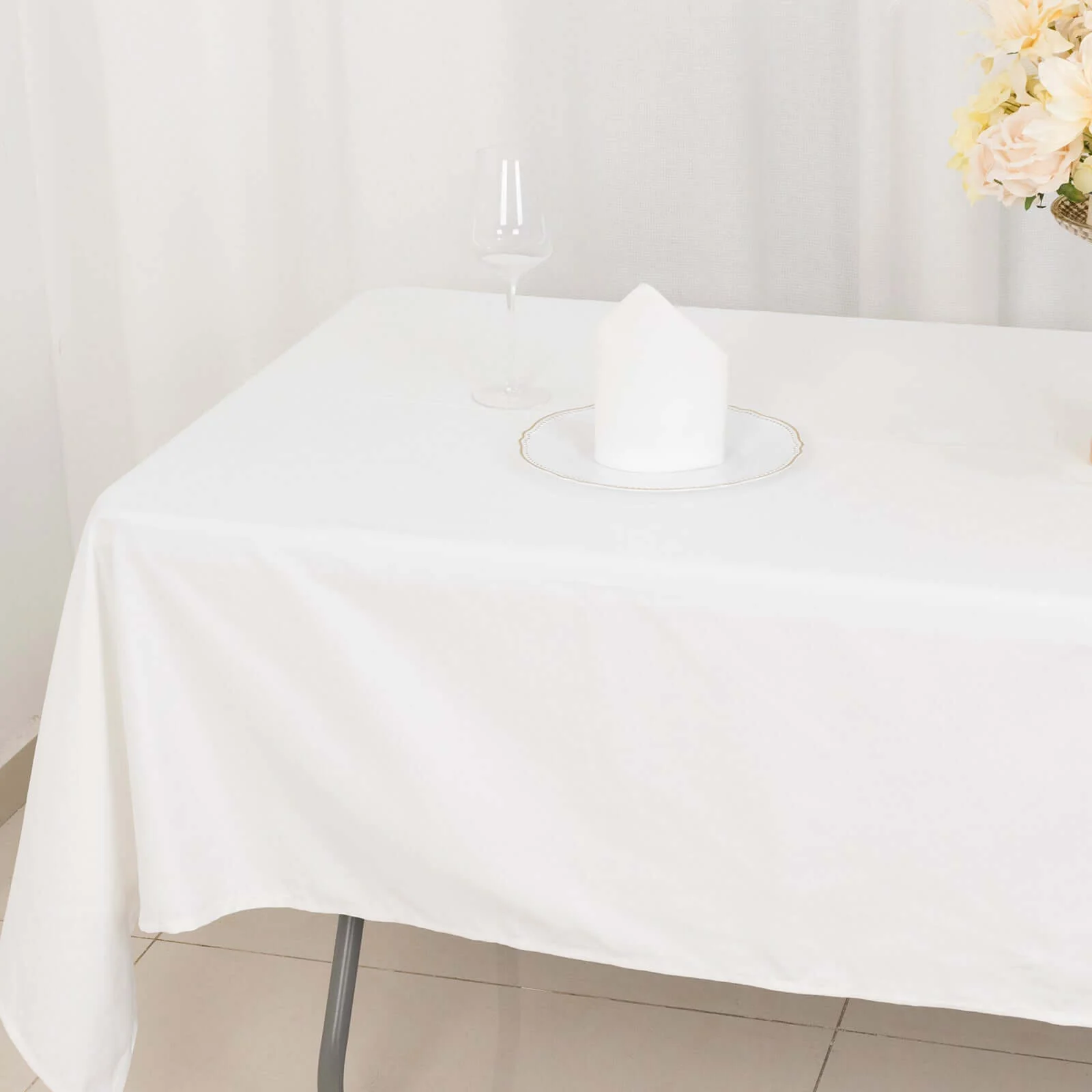 100% Cotton Rectangle Tablecloth 60"x102" White Linen - Soft & Breathable Table Cover - Image 6