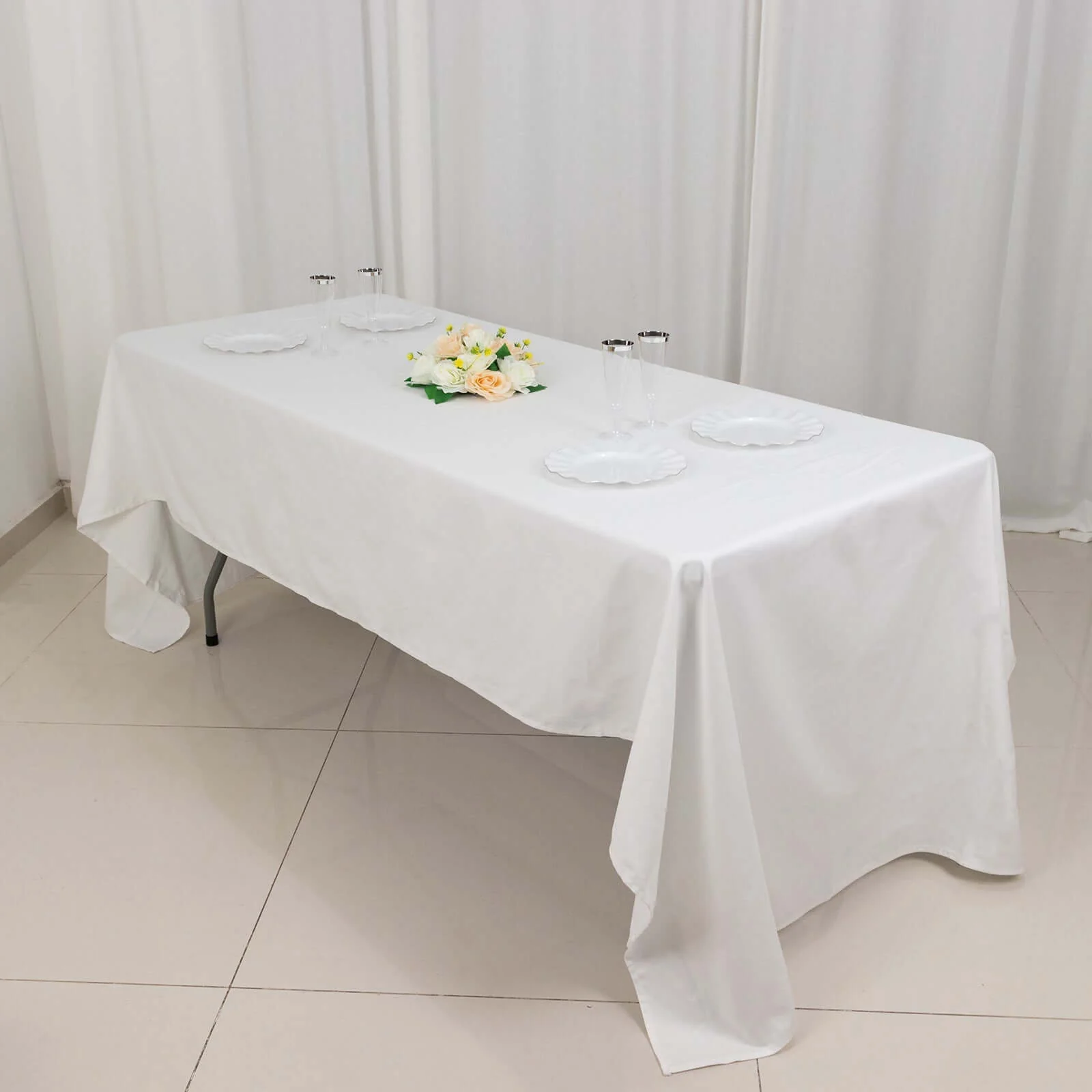100% Cotton Rectangle Tablecloth 60"x126" White Linen - Soft & Breathable Table Cover for Stylish Tablescapes - Image 3