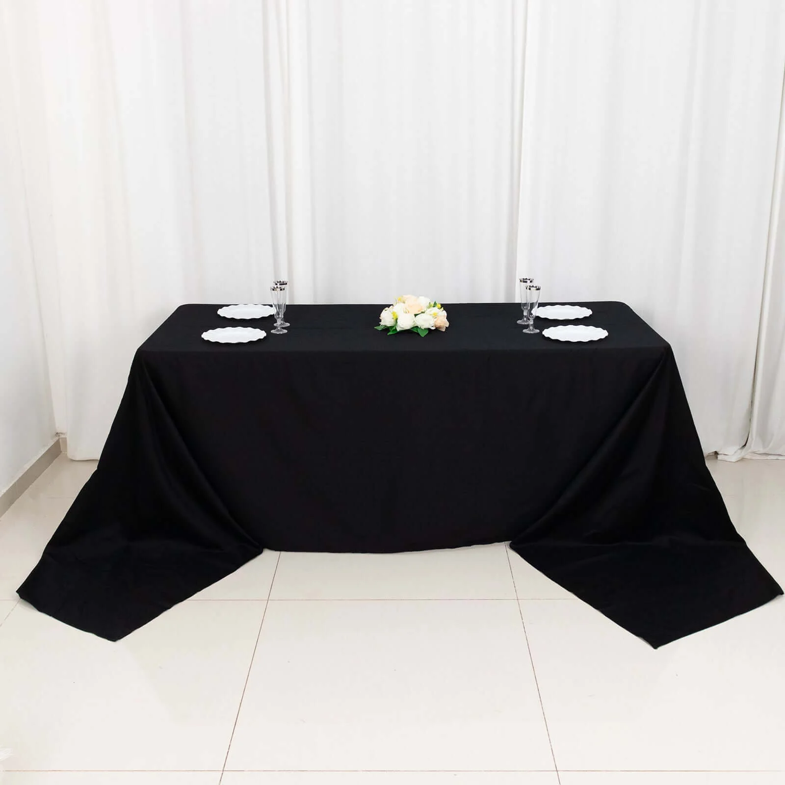 100% Cotton Rectangle Tablecloth 90"x156" Black Linen - Soft & Breathable Seamless Table Cover - Image 2