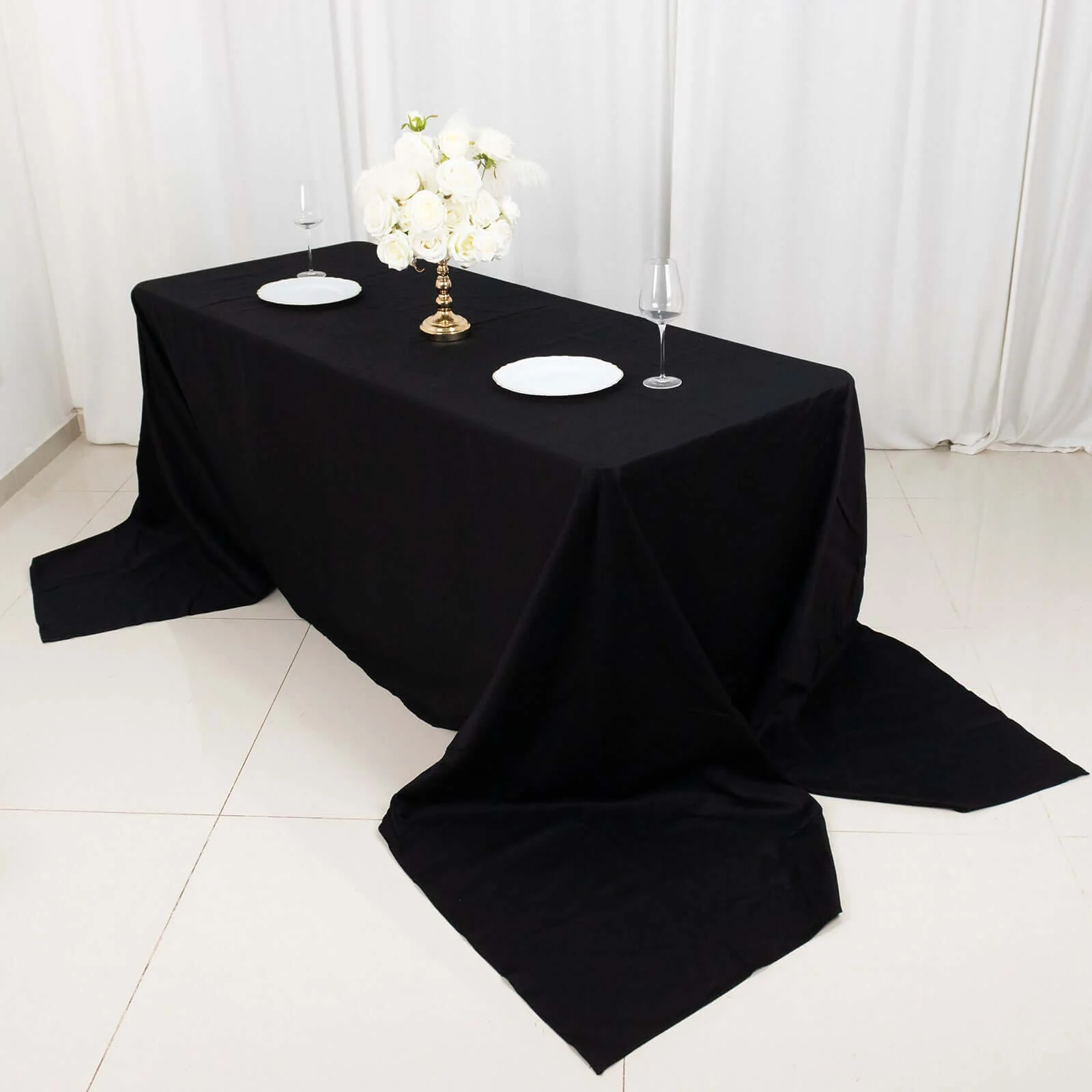 100% Cotton Rectangle Tablecloth 90"x156" Black Linen - Soft & Breathable Seamless Table Cover - Image 3