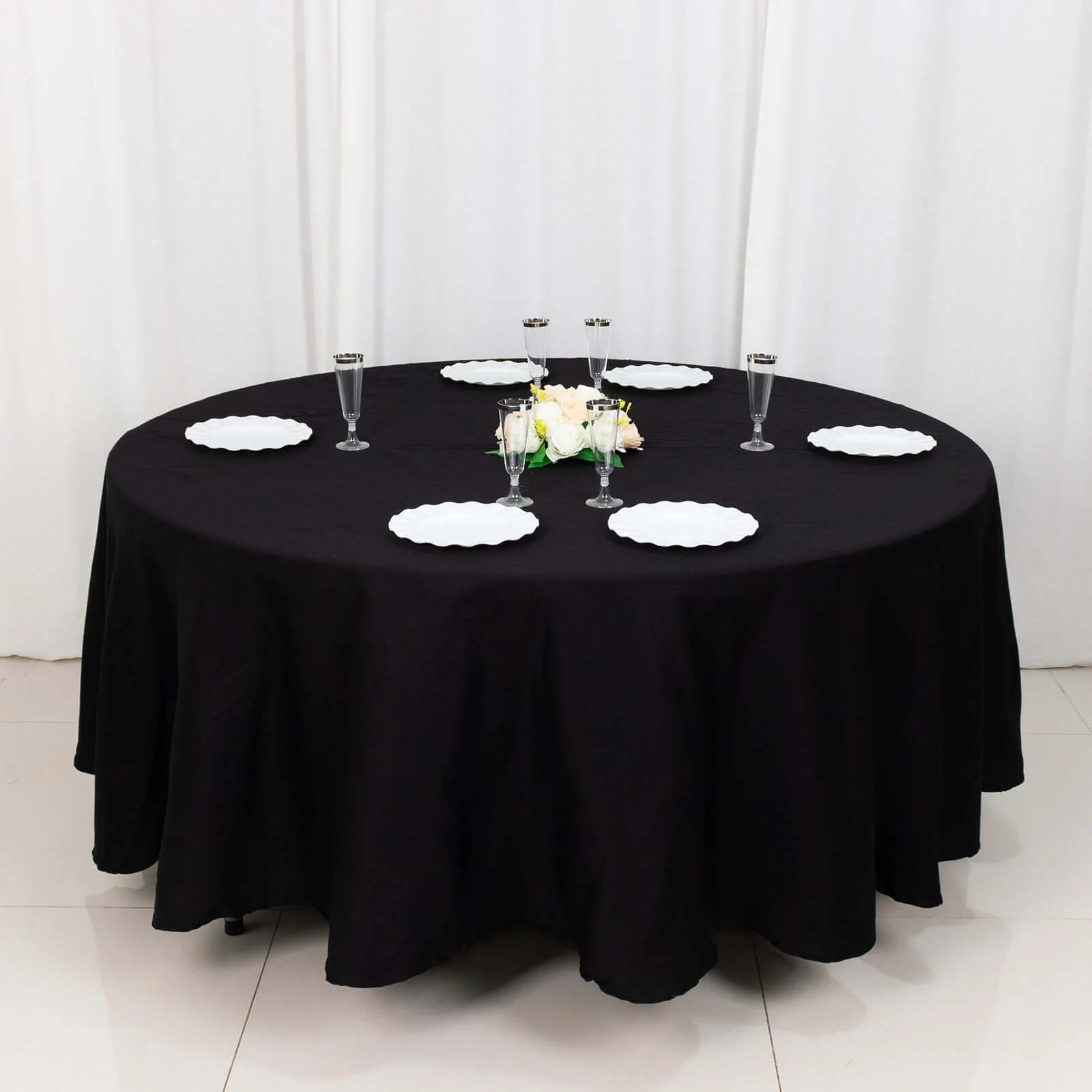 100% Cotton Round Tablecloth 108" Black Linen - Soft & Breathable Table Cover - Image 5