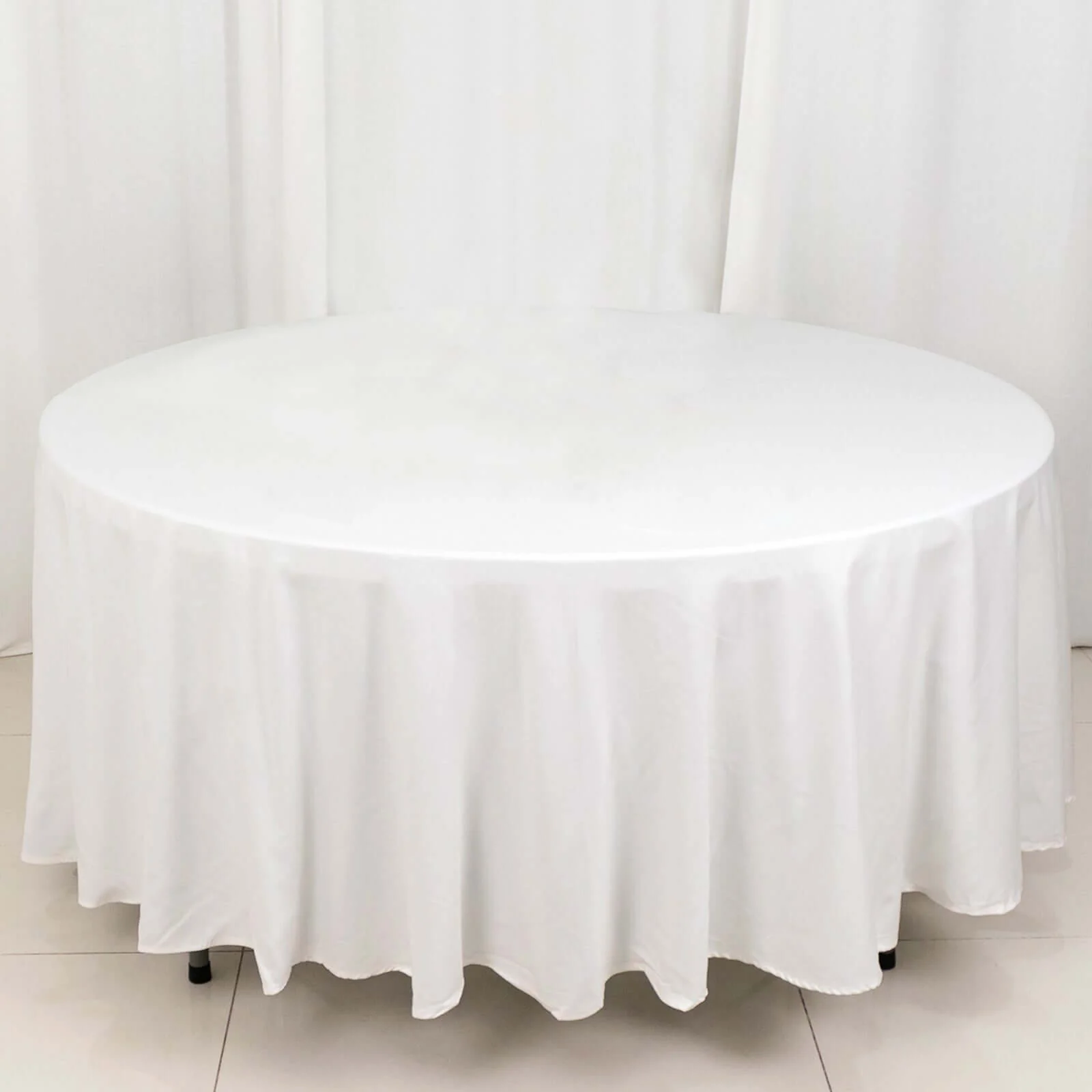 100% Cotton Round Tablecloth 108" White Linen - Soft & Breathable Table Cover
