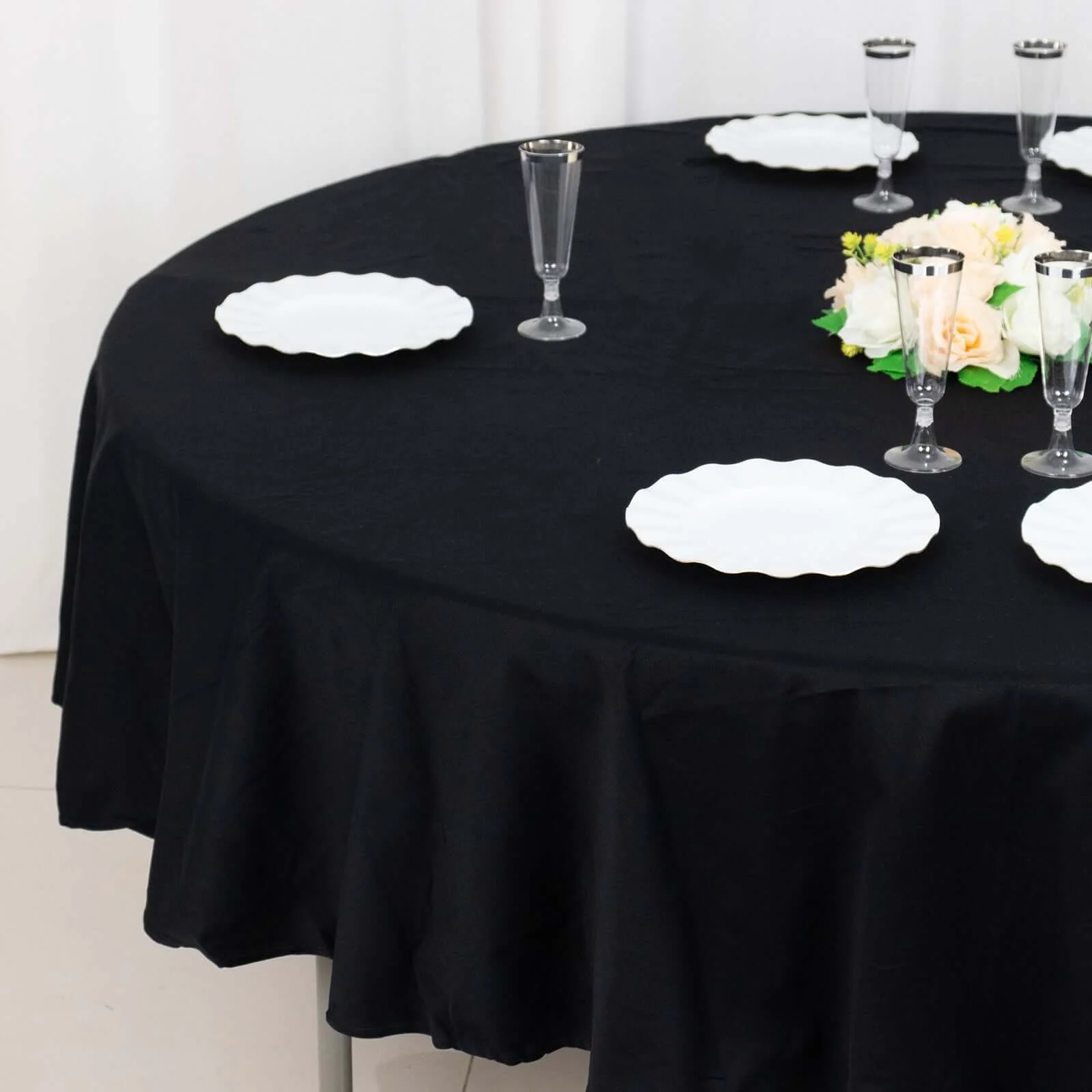 100% Cotton Round Tablecloth 90" Black Linen - Soft & Breathable Table Cover for Stylish Tablescapes - Image 6