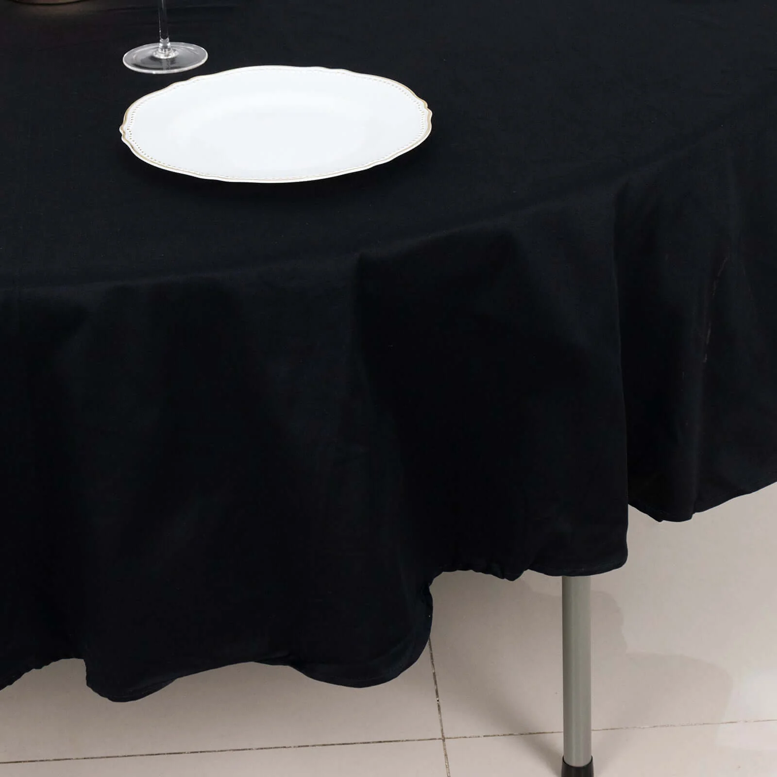 100% Cotton Round Tablecloth 90" Black Linen - Soft & Breathable Table Cover for Stylish Tablescapes - Image 8