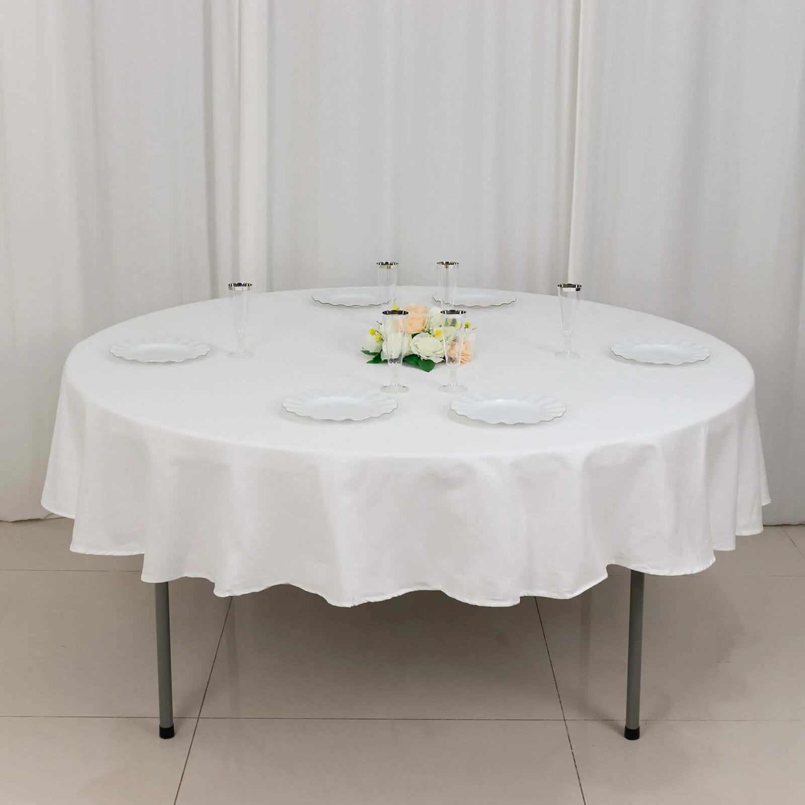 100% Cotton Round Tablecloth 90" White Linen - Soft & Breathable Table Cover for Stylish Tablescapes - Image 6
