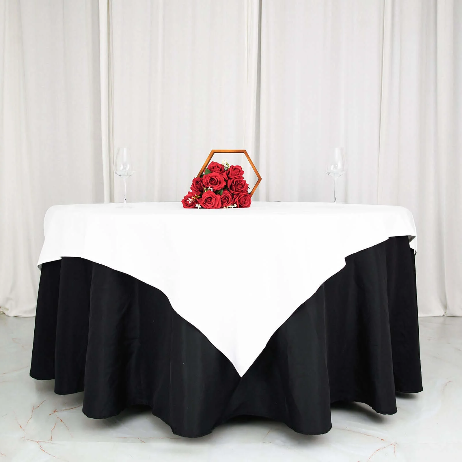 100% Cotton Square Table Overlay 54"x54" White Linen - Soft & Breathable Table Topper - Image 4