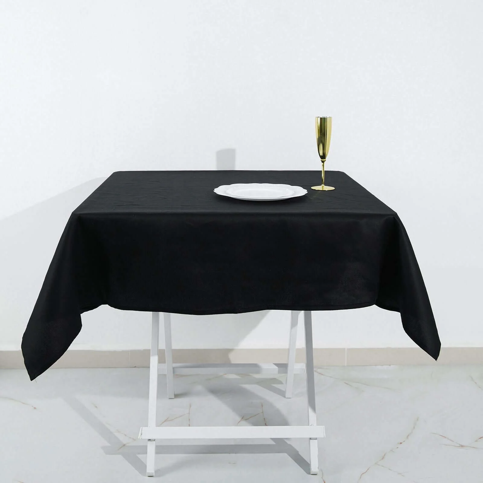 100% Cotton Square Tablecloth 54"x54" Black Linen - Soft & Breathable Table Cover - Image 2