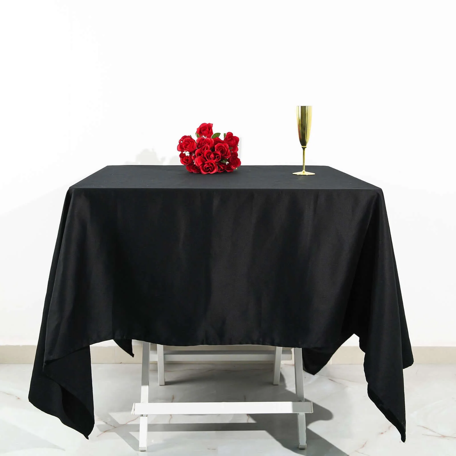 100% Cotton Square Tablecloth 70"x70" Black Linen - Soft & Breathable Table Cover - Image 2
