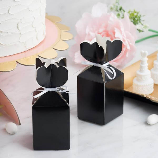 100 Pack Floral Top Personalized Wedding Favor Party Gift Boxes With Satin Ribbon Tie 5" - Image 3