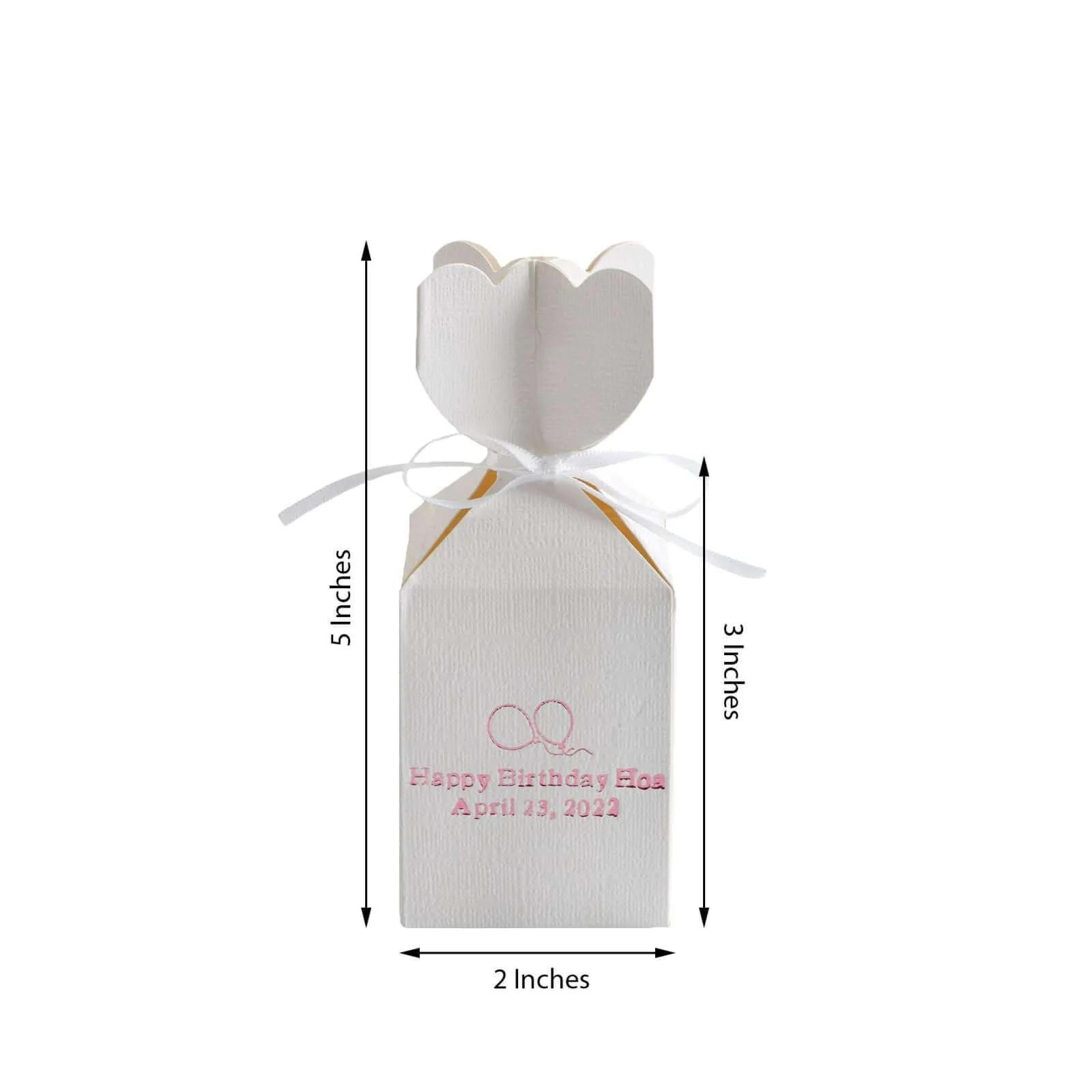 100 Pack Floral Top Personalized Wedding Favor Party Gift Boxes With Satin Ribbon Tie 5" - Image 5