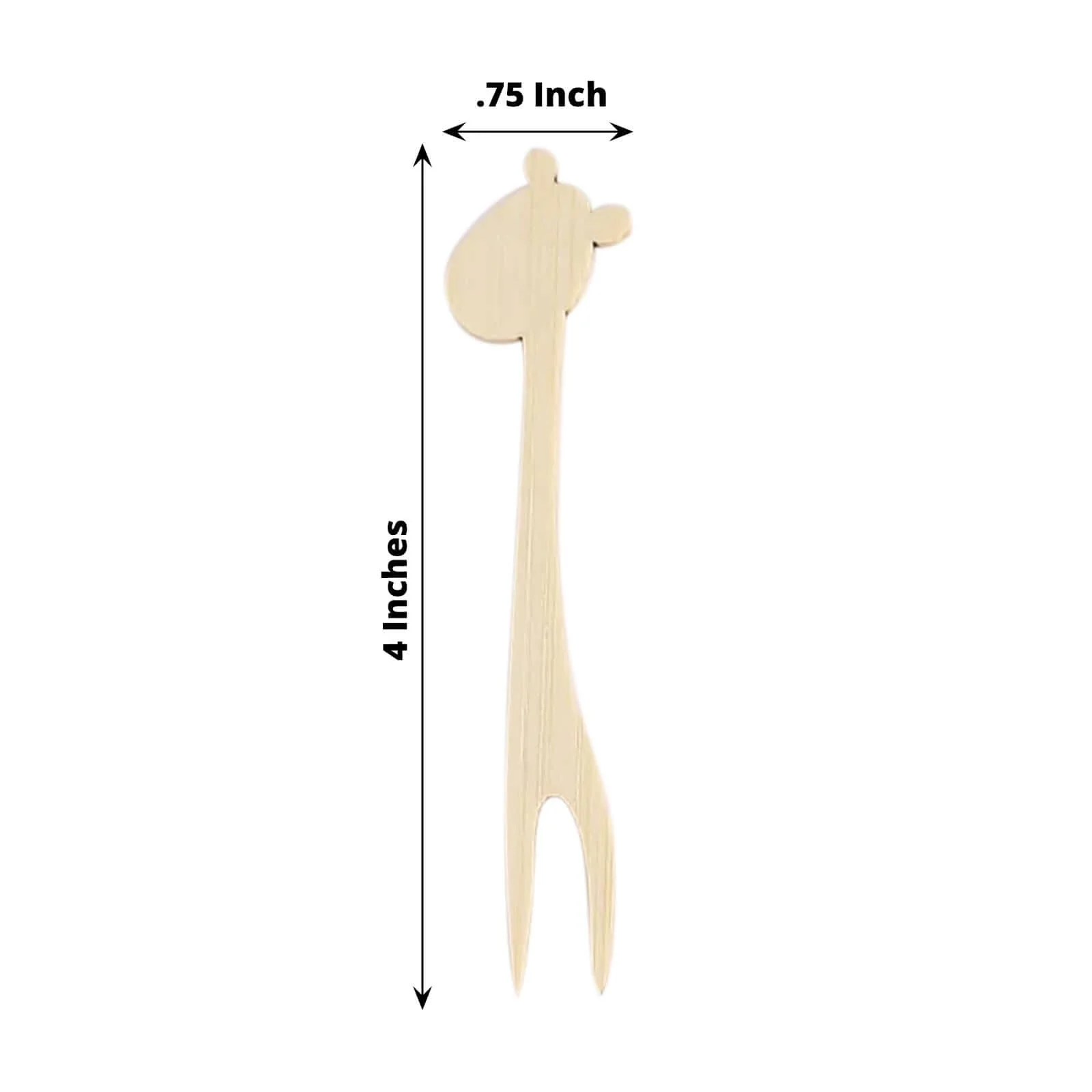 100-Pack Bamboo Mini Forks 4", Double Pronged Giraffe Design Natural Biodegradable Cocktail Picks - Eco Friendly Disposable Party Supplies - Image 3