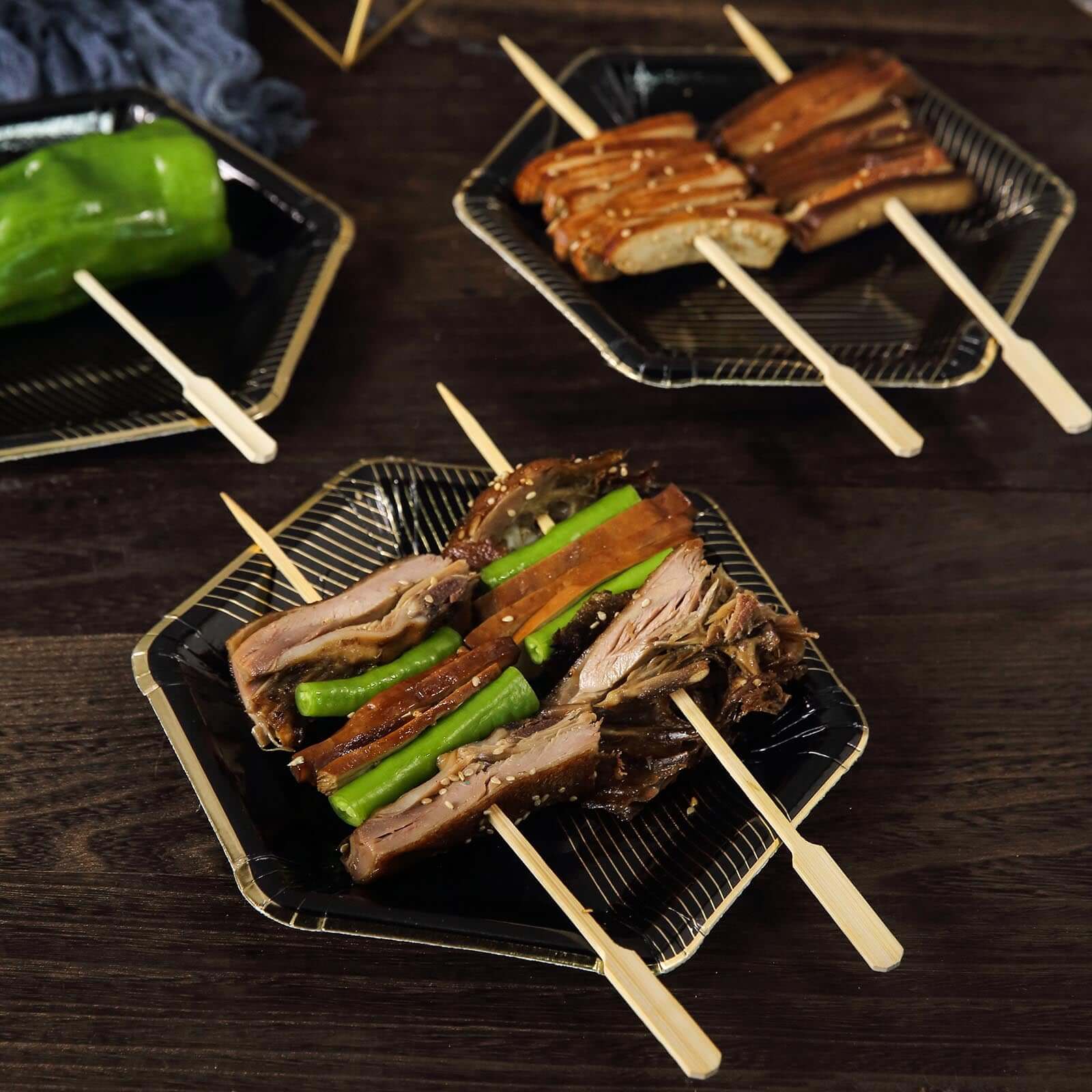 100-Pack Bamboo Skewers 10", Paddle Decorative Top Cocktail Sticks - Eco Friendly Party Picks - Image 7