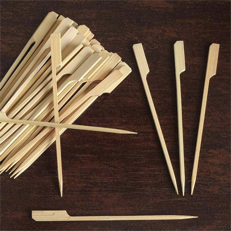 100-Pack Bamboo Skewers 6" Natural Paddle Shaped - Eco Friendly Wooden Cocktail Picks for Appetizers Fruit Kabobs & Party Platter Displays - Image 6