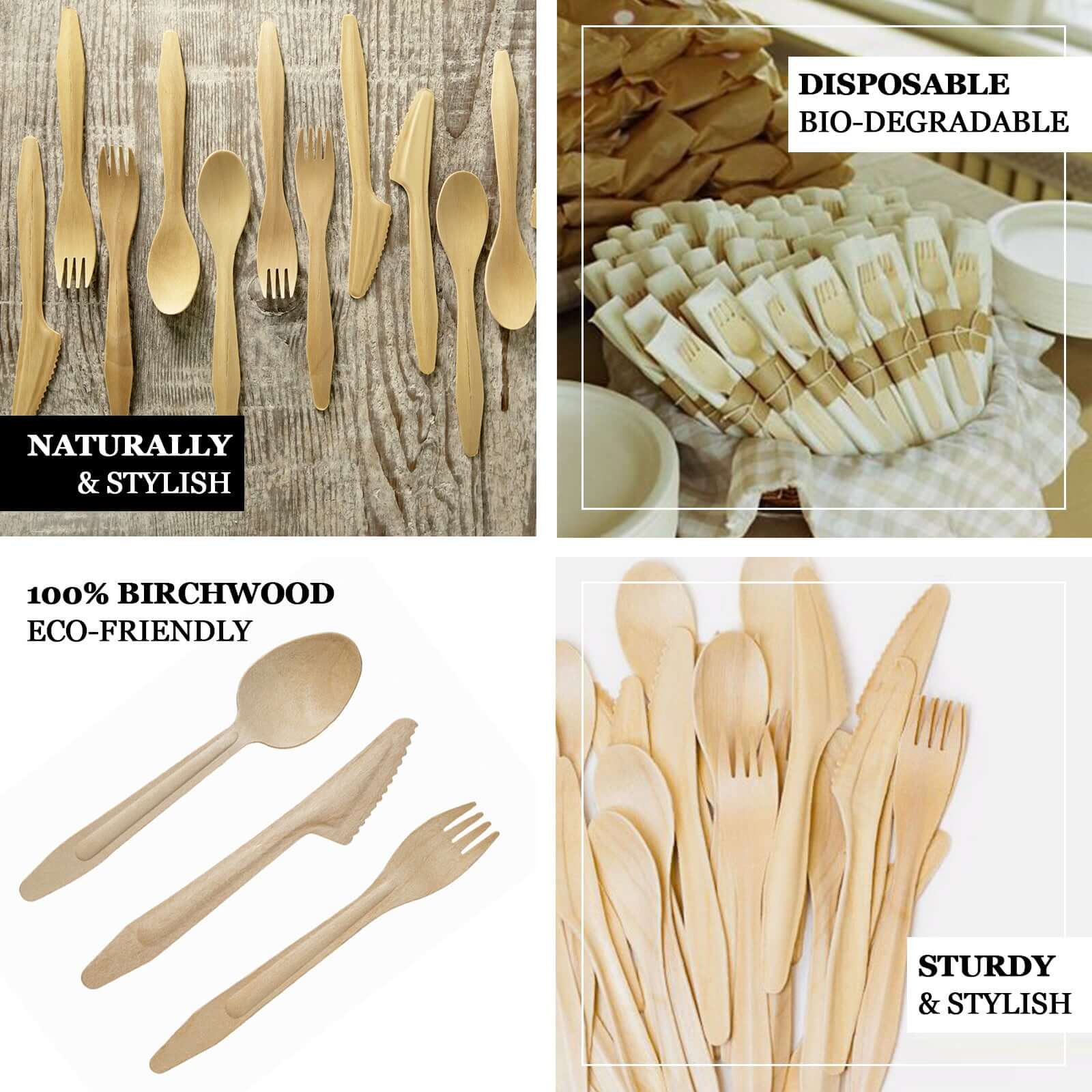 100-Pack Birchwood Forks 6" Natural - Eco Friendly Disposable Wooden Cutlery for BBQs, Picnics & Rustic-Themed Events - Image 4