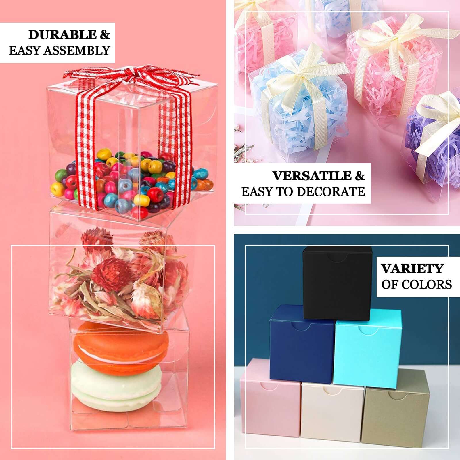 100 Pack Easy DIY Gold Party Or Shower Favor Candy Gift Boxes - 3" - Image 4
