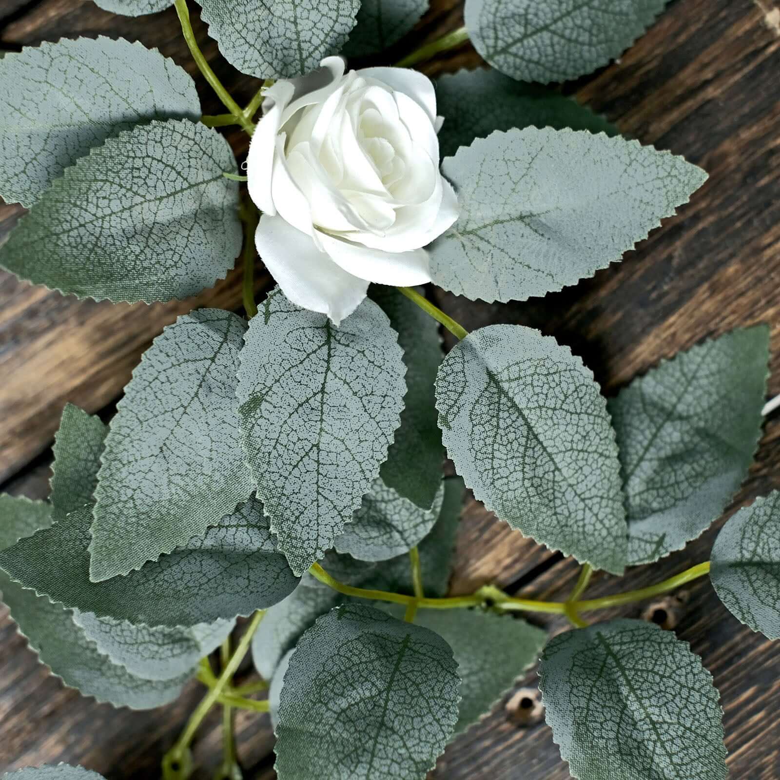 100 Pack Frosted Green Bulk Rose Leaves Artificial Greenery Fake Rose Flower Leaves for DIY Wreath Garlands - Image 2