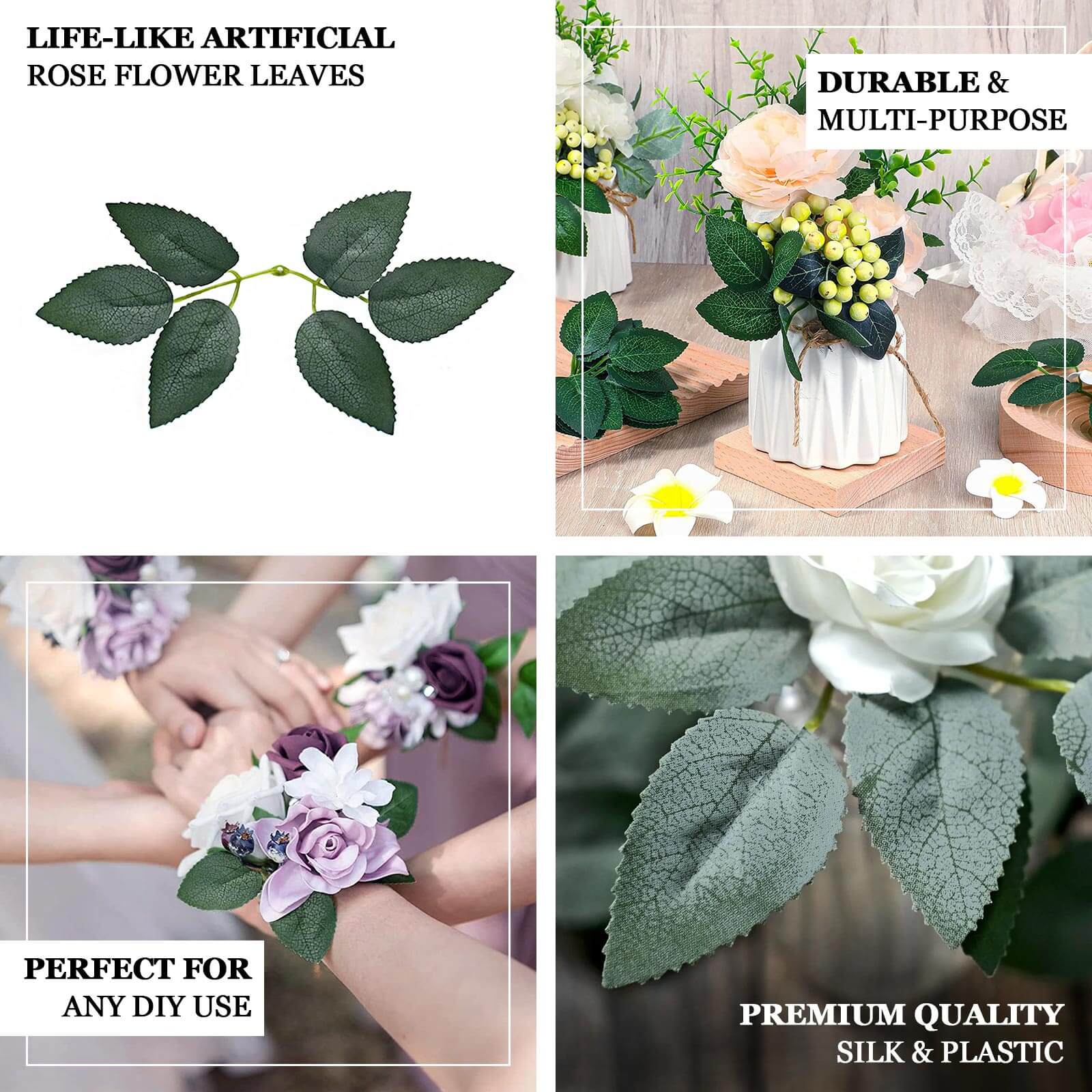 100 Pack Frosted Green Bulk Rose Leaves Artificial Greenery Fake Rose Flower Leaves for DIY Wreath Garlands - Image 4