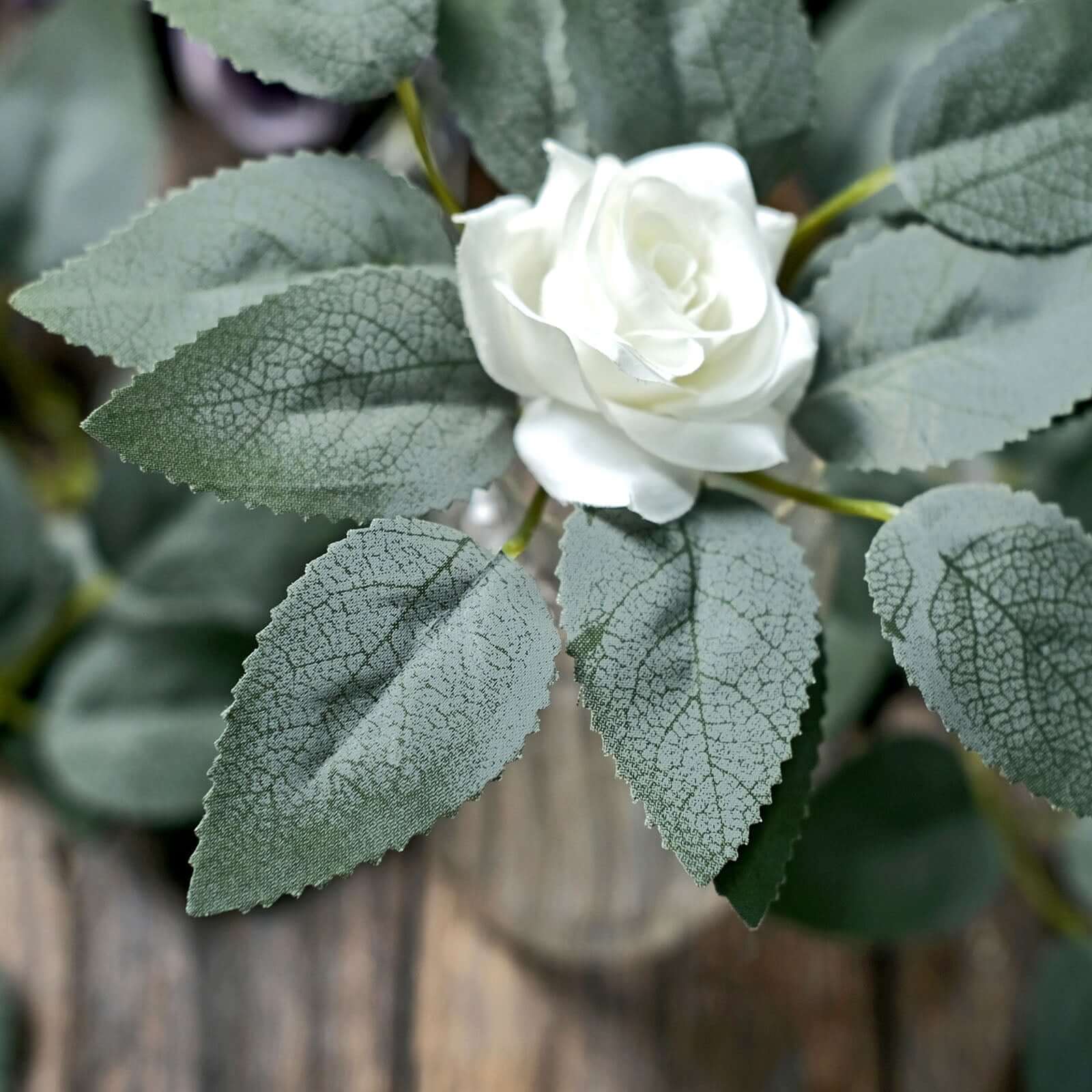 100 Pack Frosted Green Bulk Rose Leaves Artificial Greenery Fake Rose Flower Leaves for DIY Wreath Garlands - Image 9