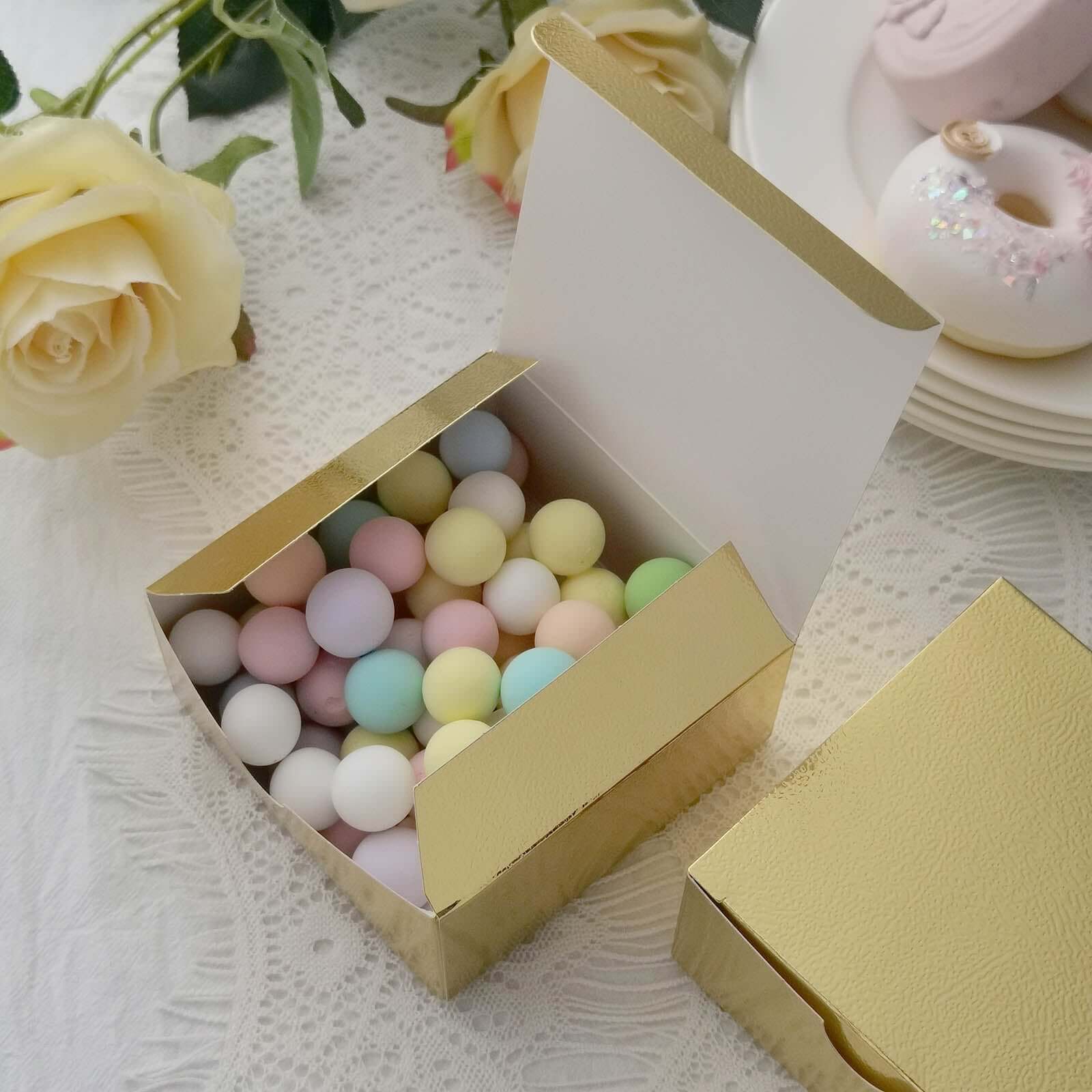 100 Pack Gold Cake Cupcake Party Favor Gift Boxes, DIY 4"x4"x2" - Image 8