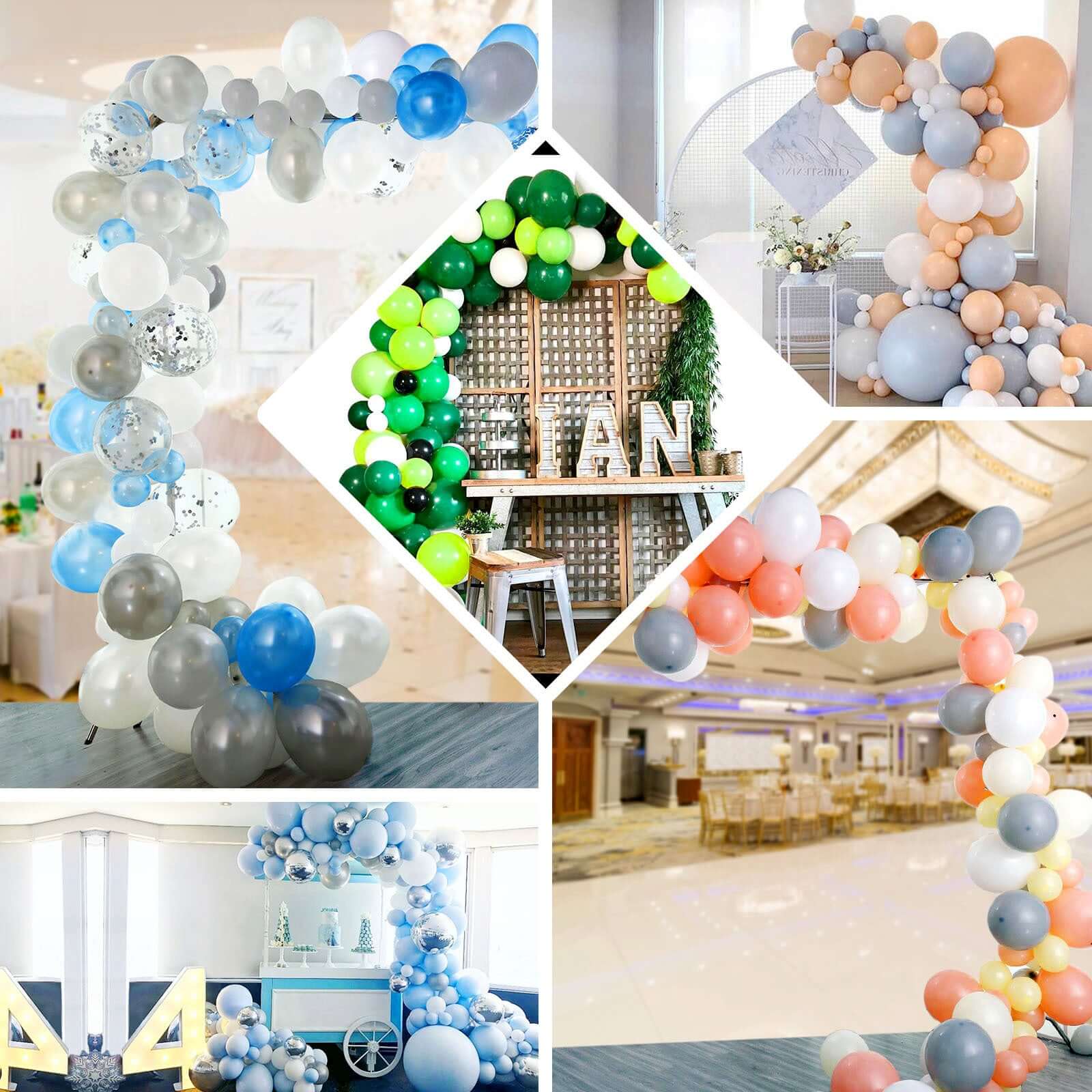 100 Pack Green, Gold, White, Clear DIY Balloon Garland Arch Party Kit - Image 5