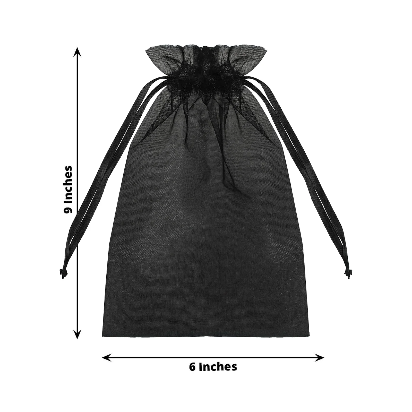 100 Pack Black Organza Drawstring Gift Bags, 6" x 9" – Wedding Party Favor Bags - Image 3