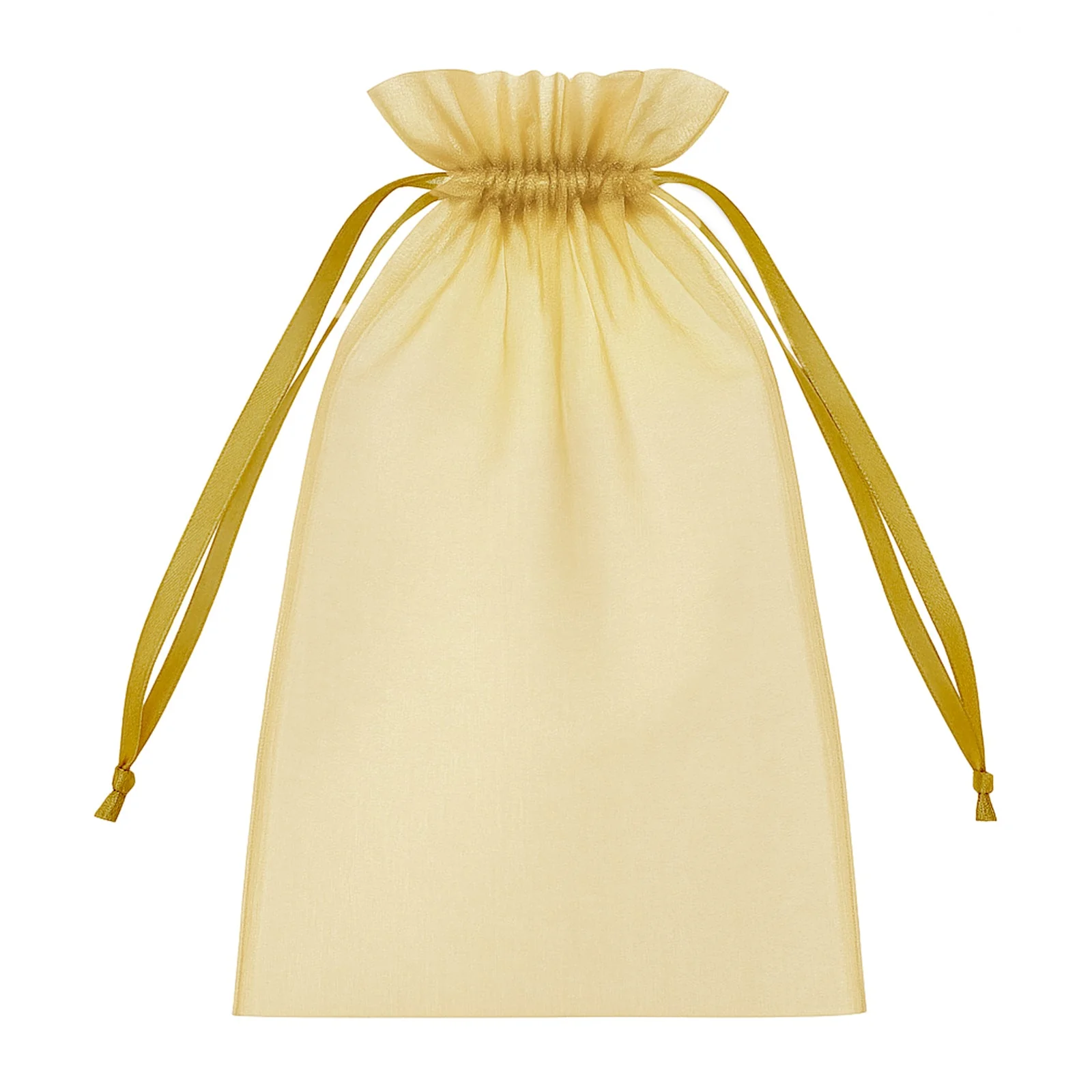 100 Pack Gold Organza Drawstring Gift Bags, 6" x 9" – Wedding Party Favor Bags - Image 2