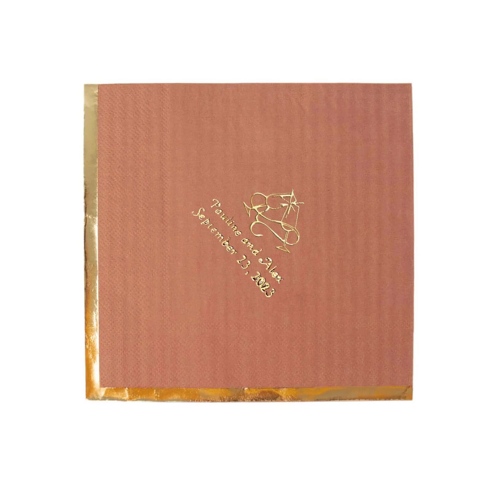 100-Pack Paper Cocktail Napkins 2-Ply Personalized Large Emblem with Gold Foil Edge 13"x13" - Custom Dinner Napkins - Image 12